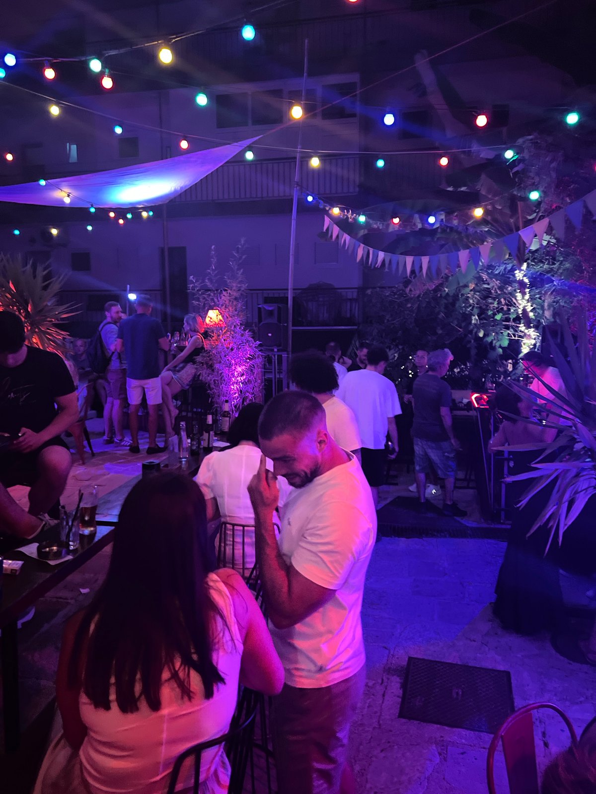 Late-night bar scene in Herceg Novi, Montenegro