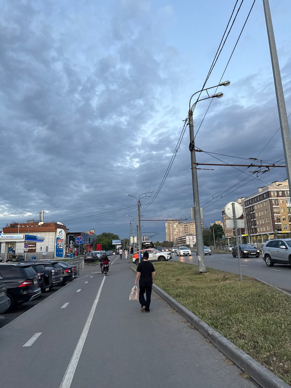Kazan residential streets on a cloudy June evening