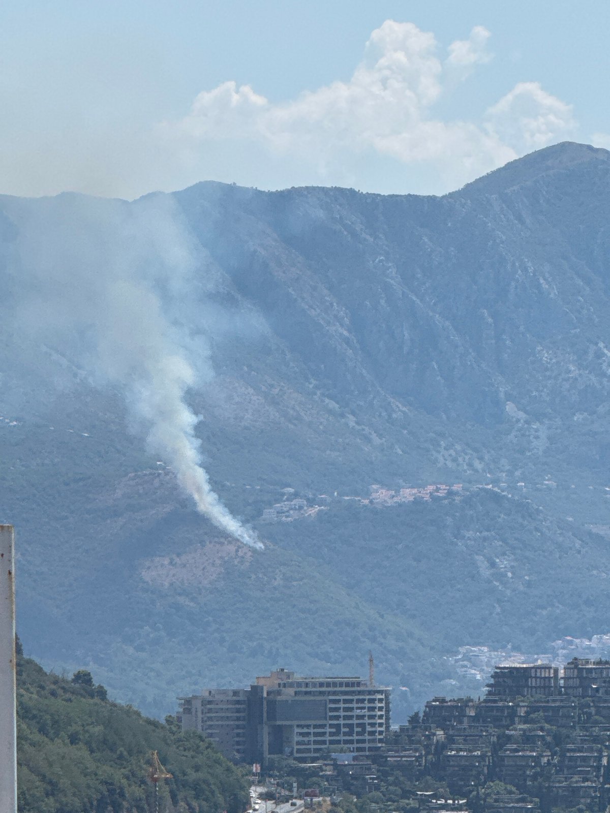 Fire burns on hillside above Budva, Montenegro