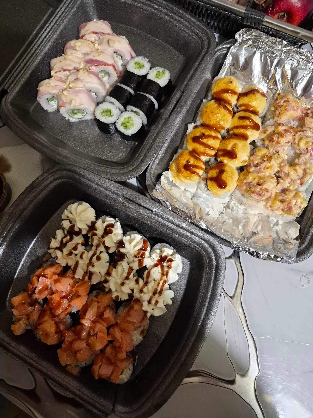 Evening sushi dinner documented during Tobolsk dusk hours