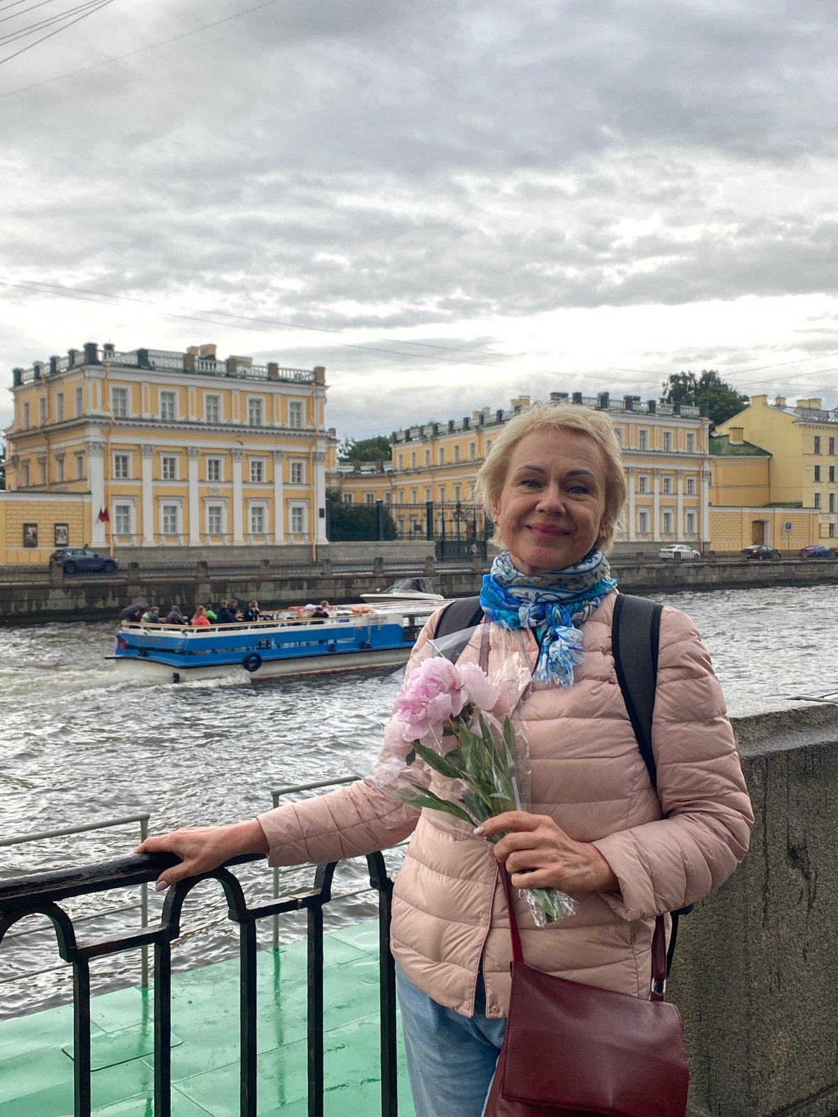 Pink peonies on a Saint Petersburg embankment, July 2026