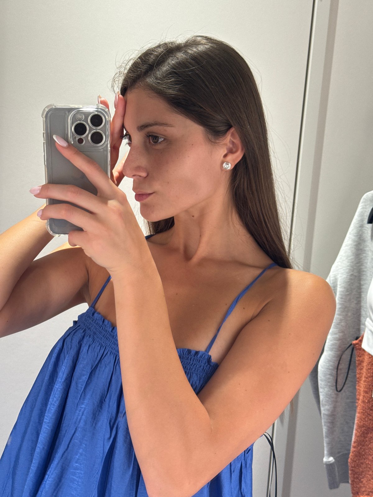 Trying on clothes at Galleria Burgas mall