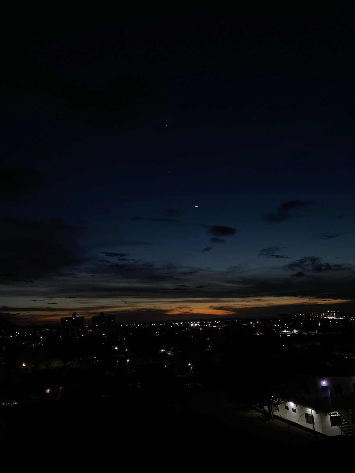 Twilight to nightfall across two towns on Margarita Island