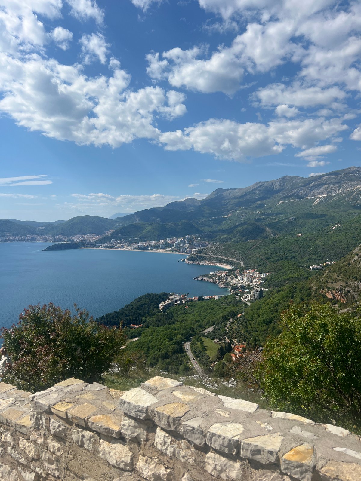 Coastal landscape photographed from high vantage point in Montenegro