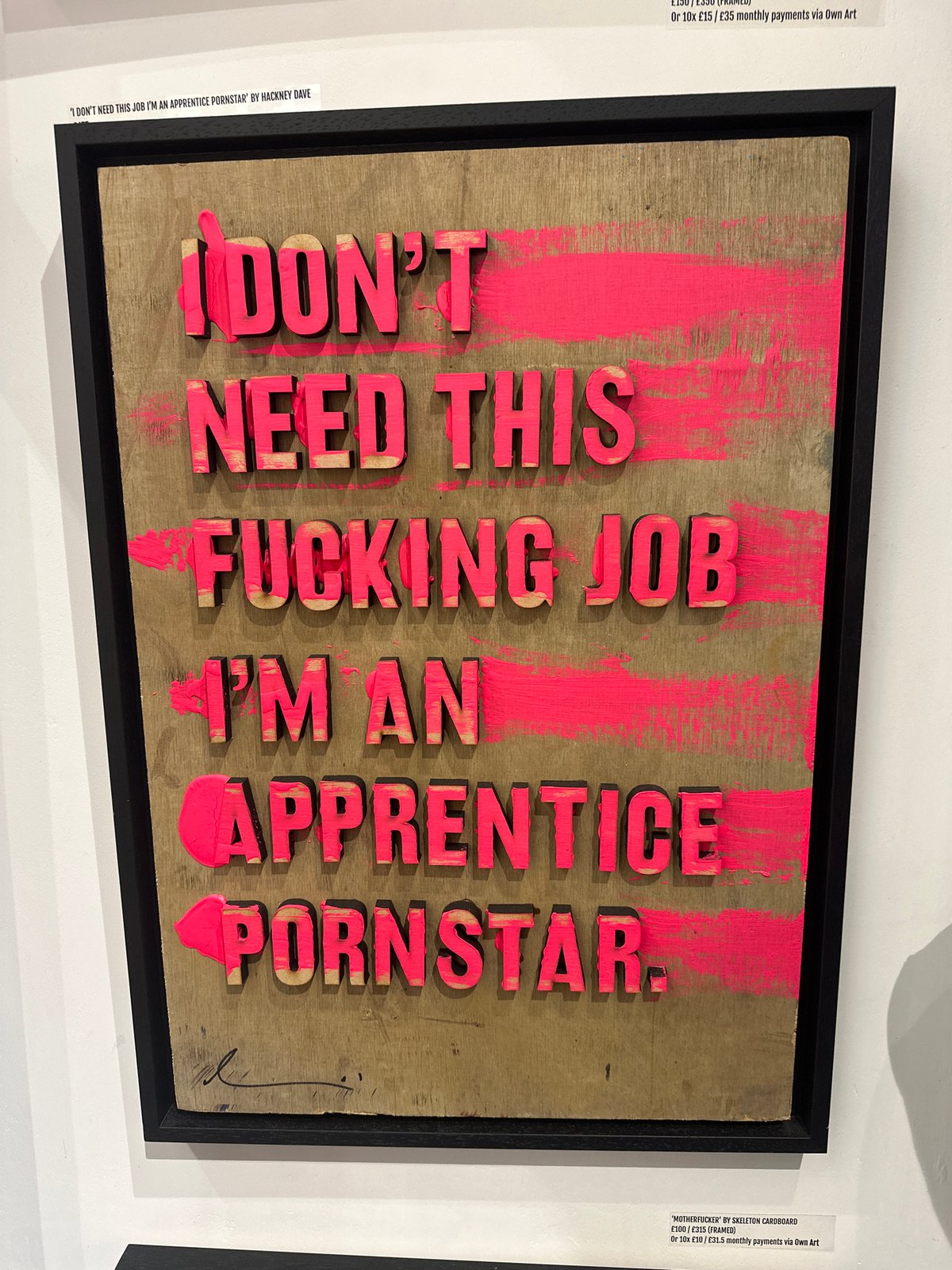 London gallery visitor documents contemporary art exhibition and dining