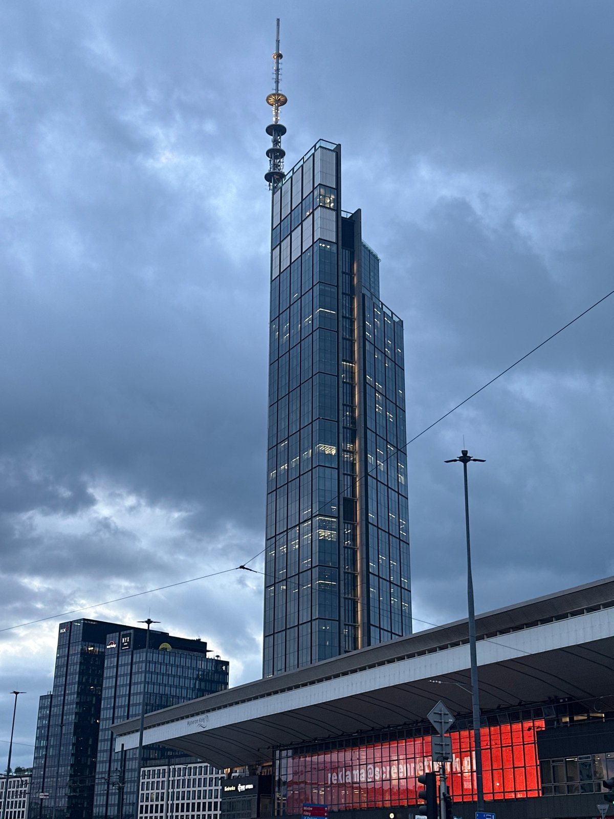 Warsaw's downtown skyline and interiors on a grey June afternoon