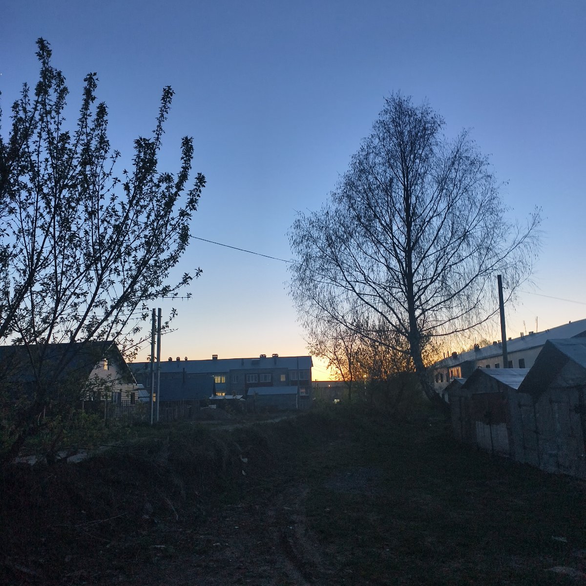 Twilight scenes documented on rural road in Фоки, Russia