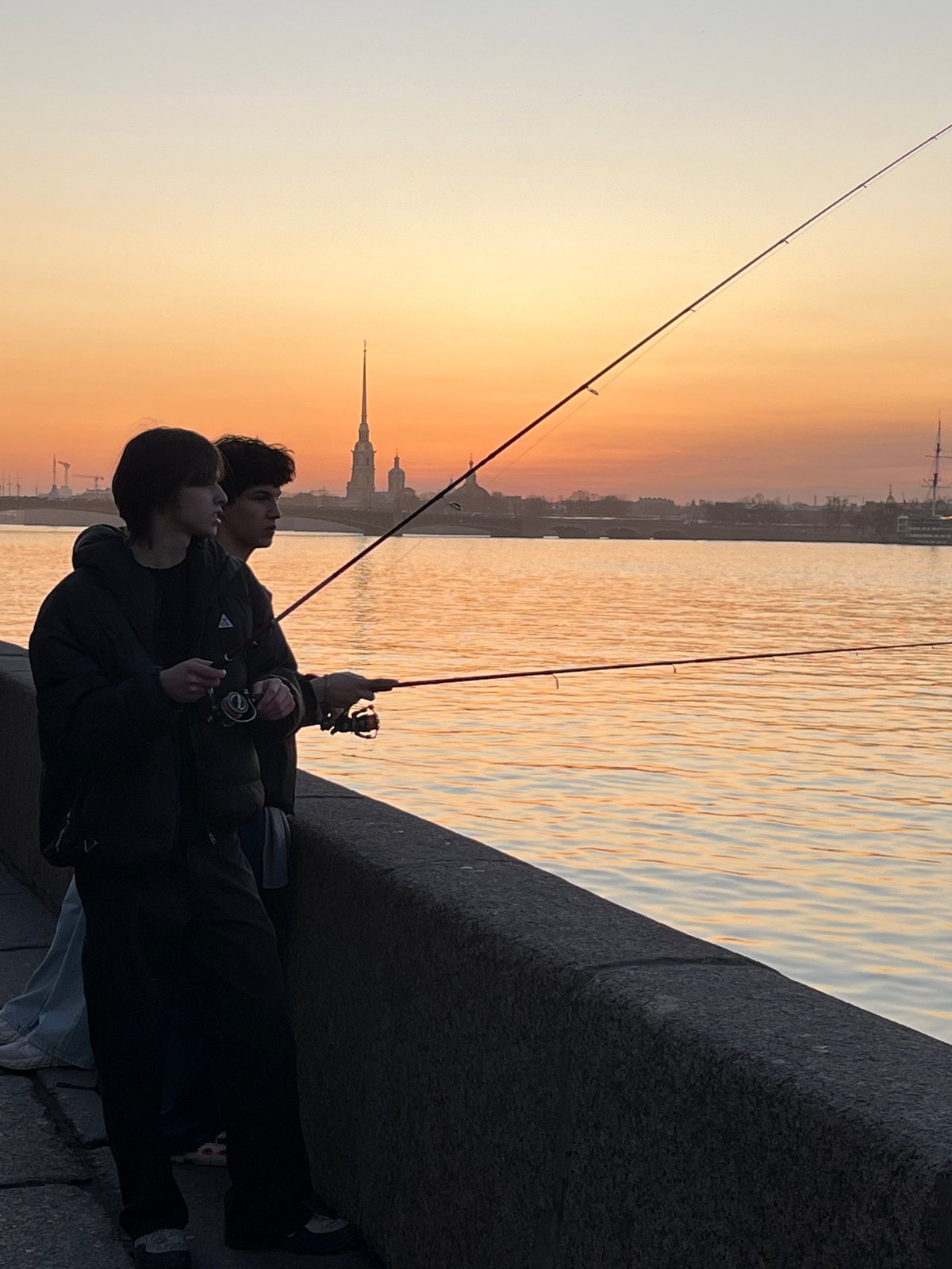 Sunset scenes captured along Neva River in Saint Petersburg