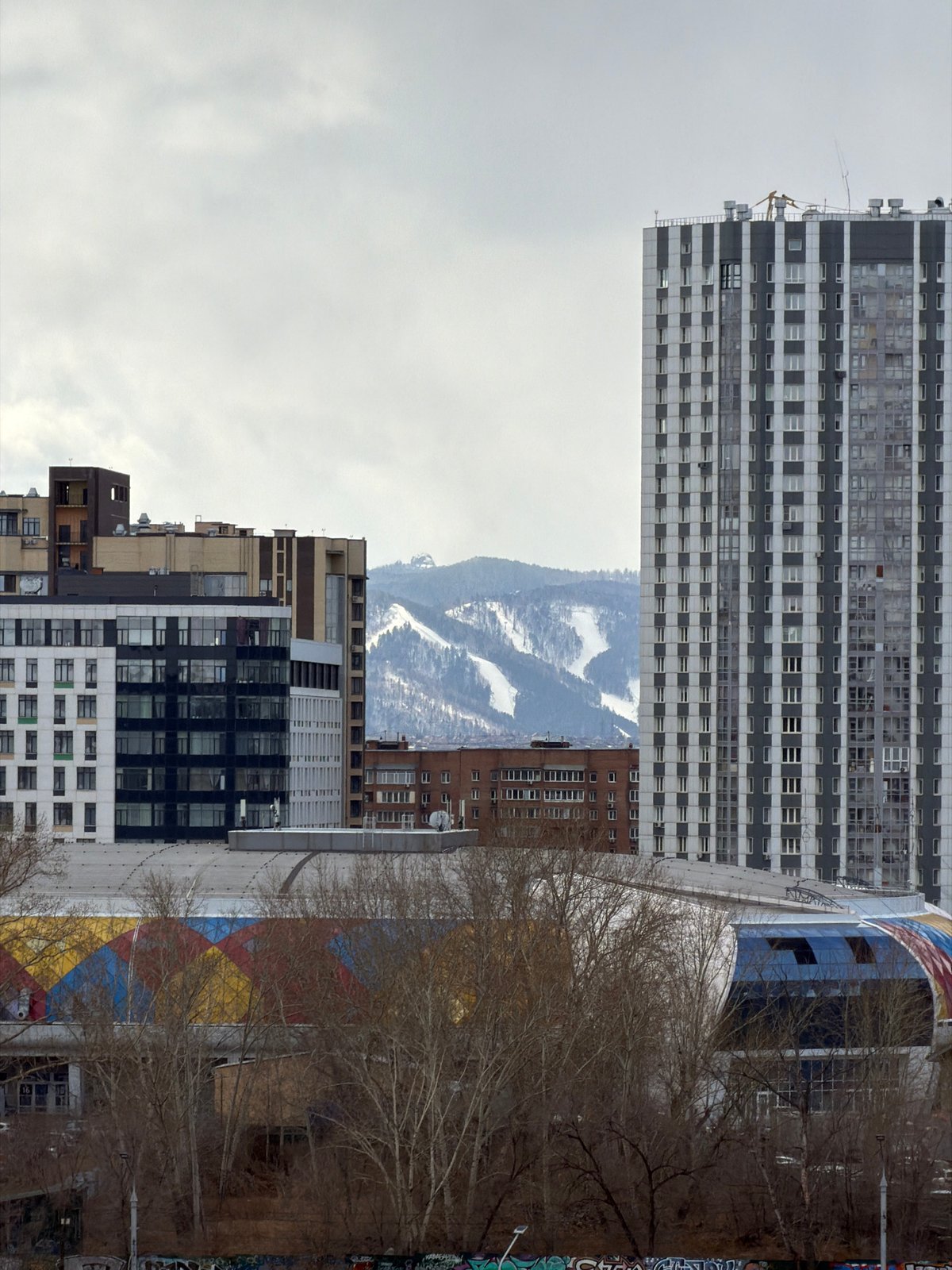 Morning cityscape views captured across Krasnoyarsk, Russia