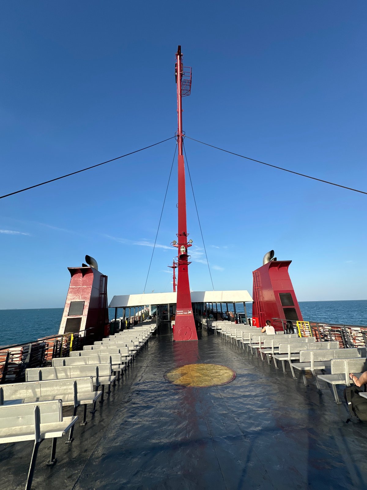 Ferry deck with red mast on Ko Samui waters