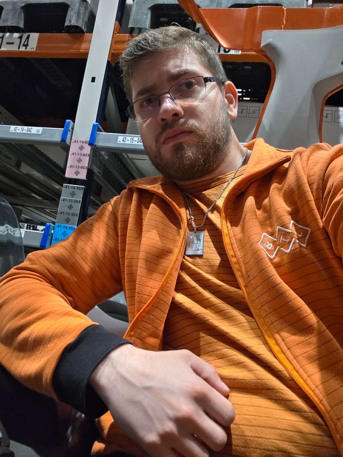 Worker operates forklift during early morning shift in Plovdiv warehouse