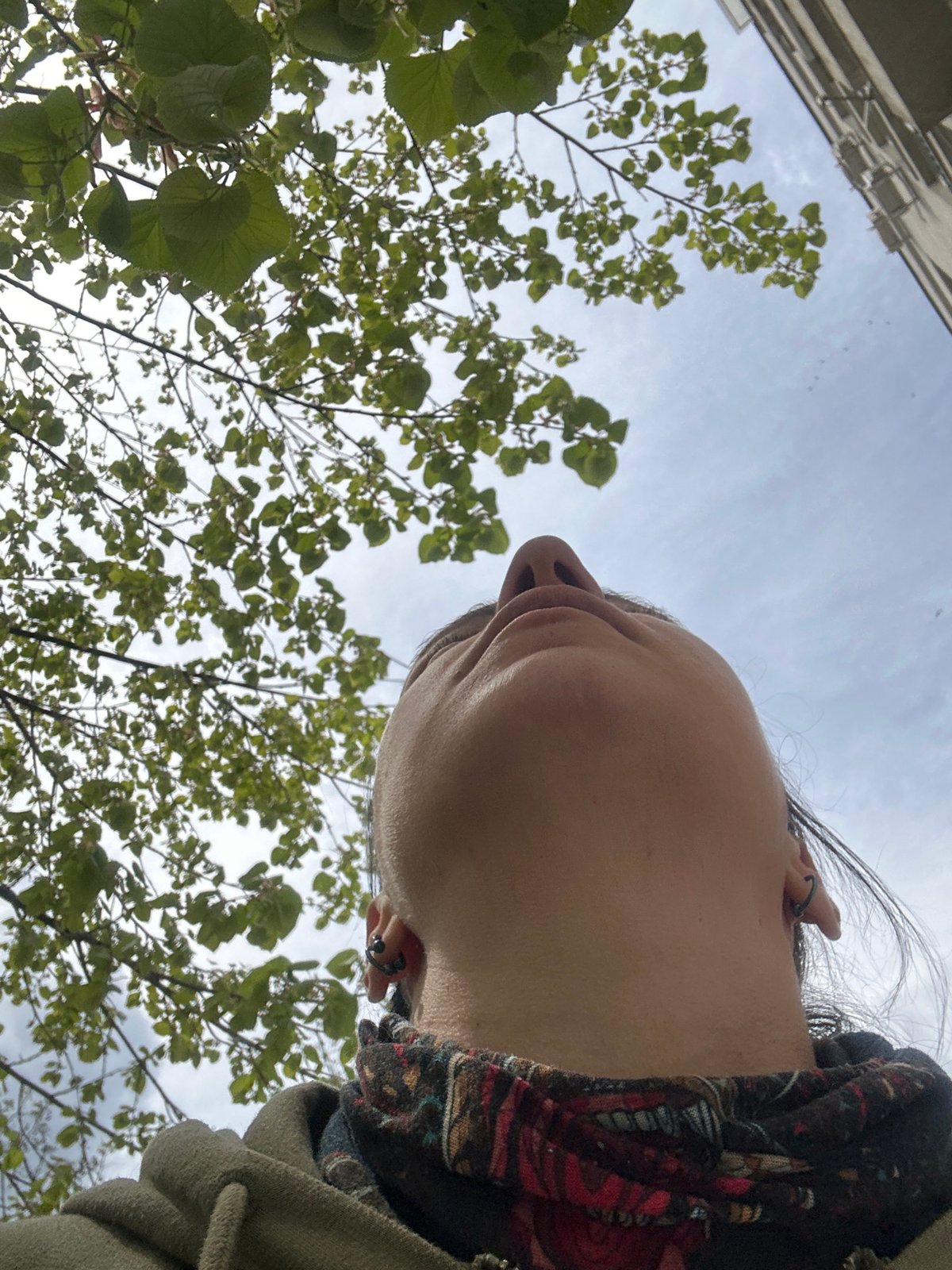 Person photographed from different angles on Sofia sidewalk