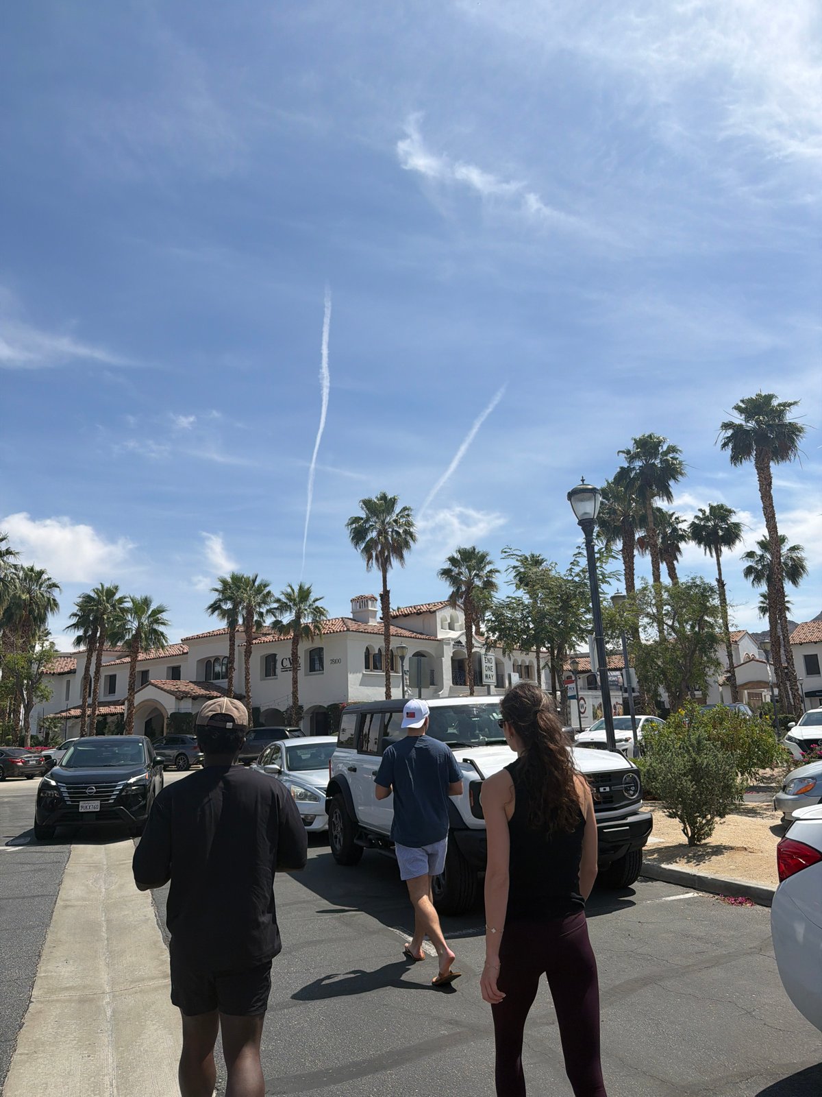Palm-lined street scene captured in La Quinta, California