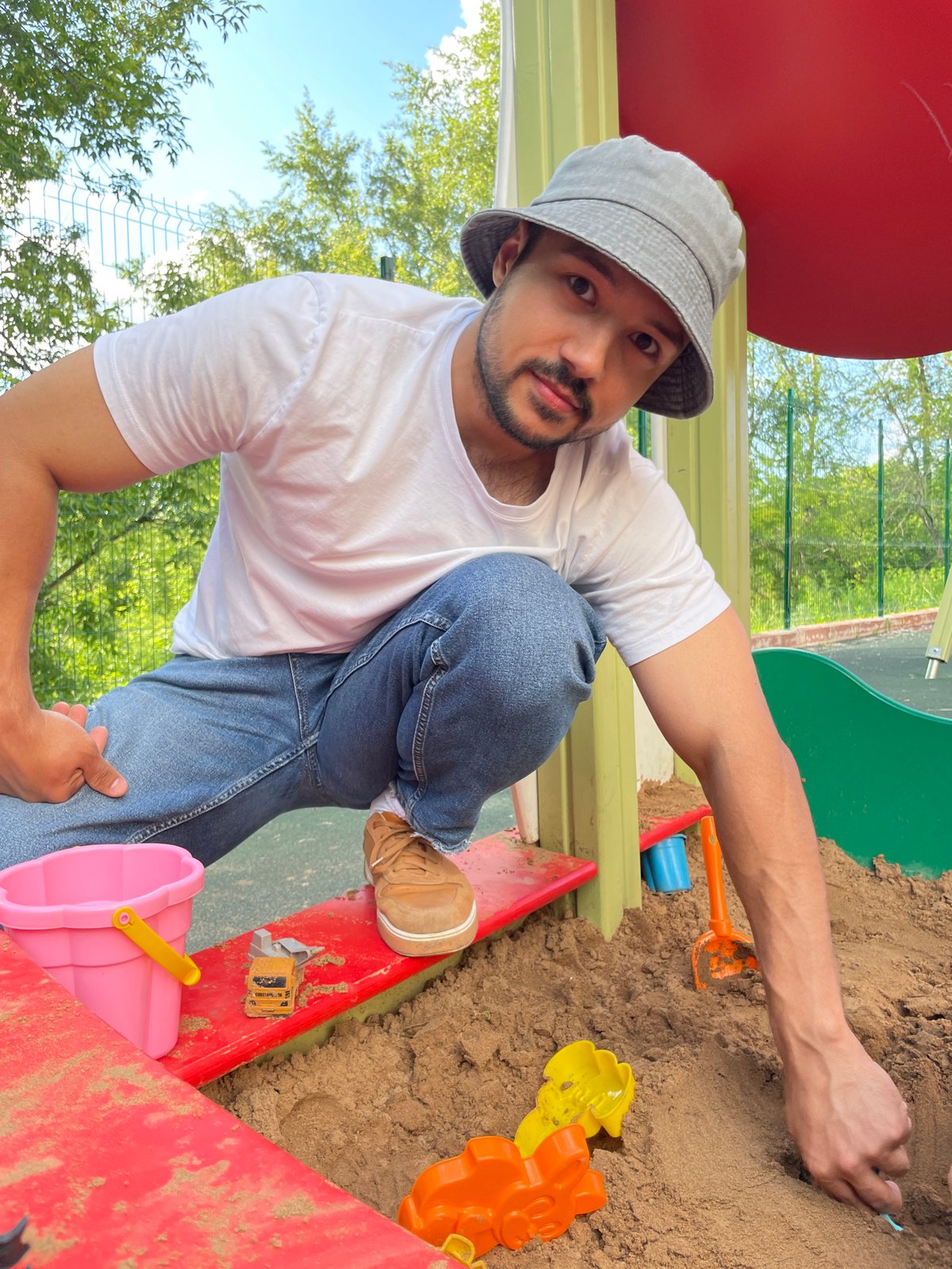 Family playground time documented in Izhevsk, Russia