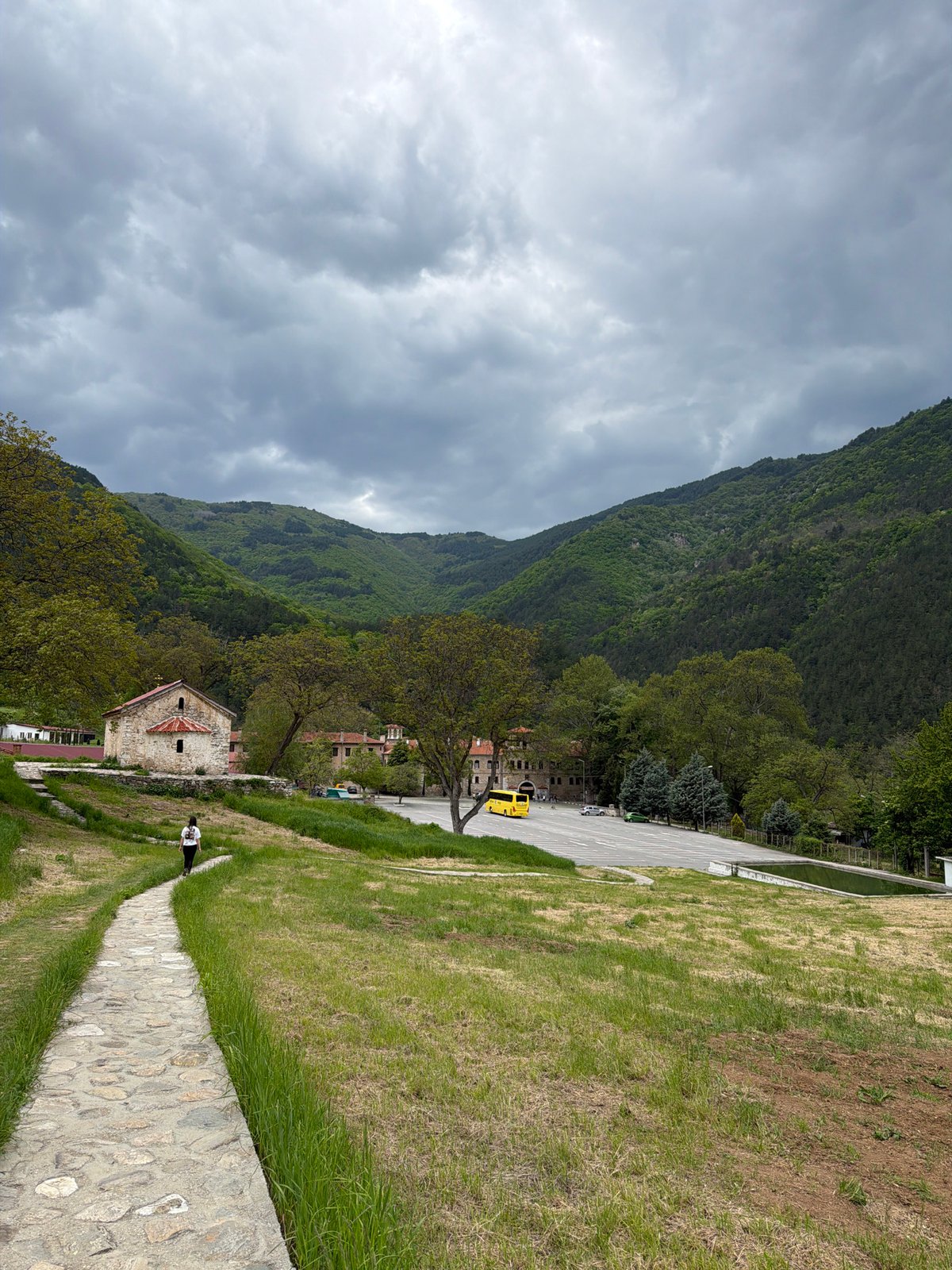 Visitor documents Orthodox frescoes and architecture at Bachkovo Monastery