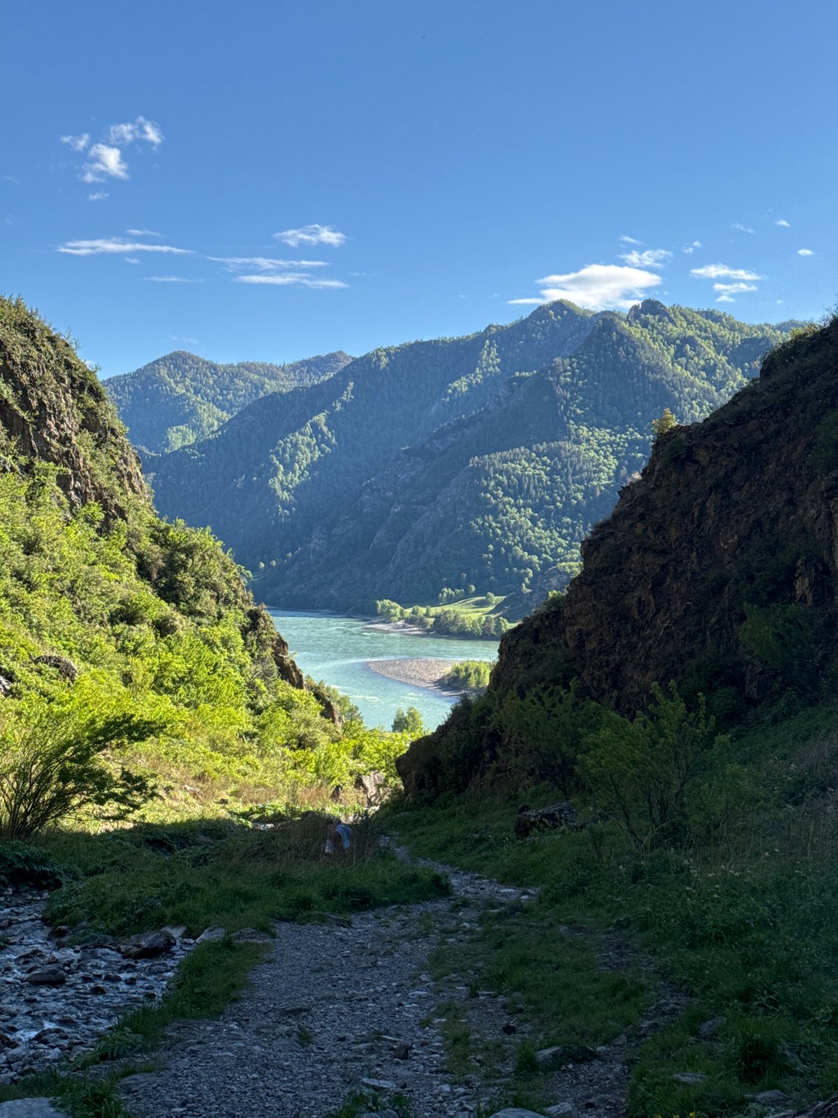 River valley landscape documented in Chemal, Russia
