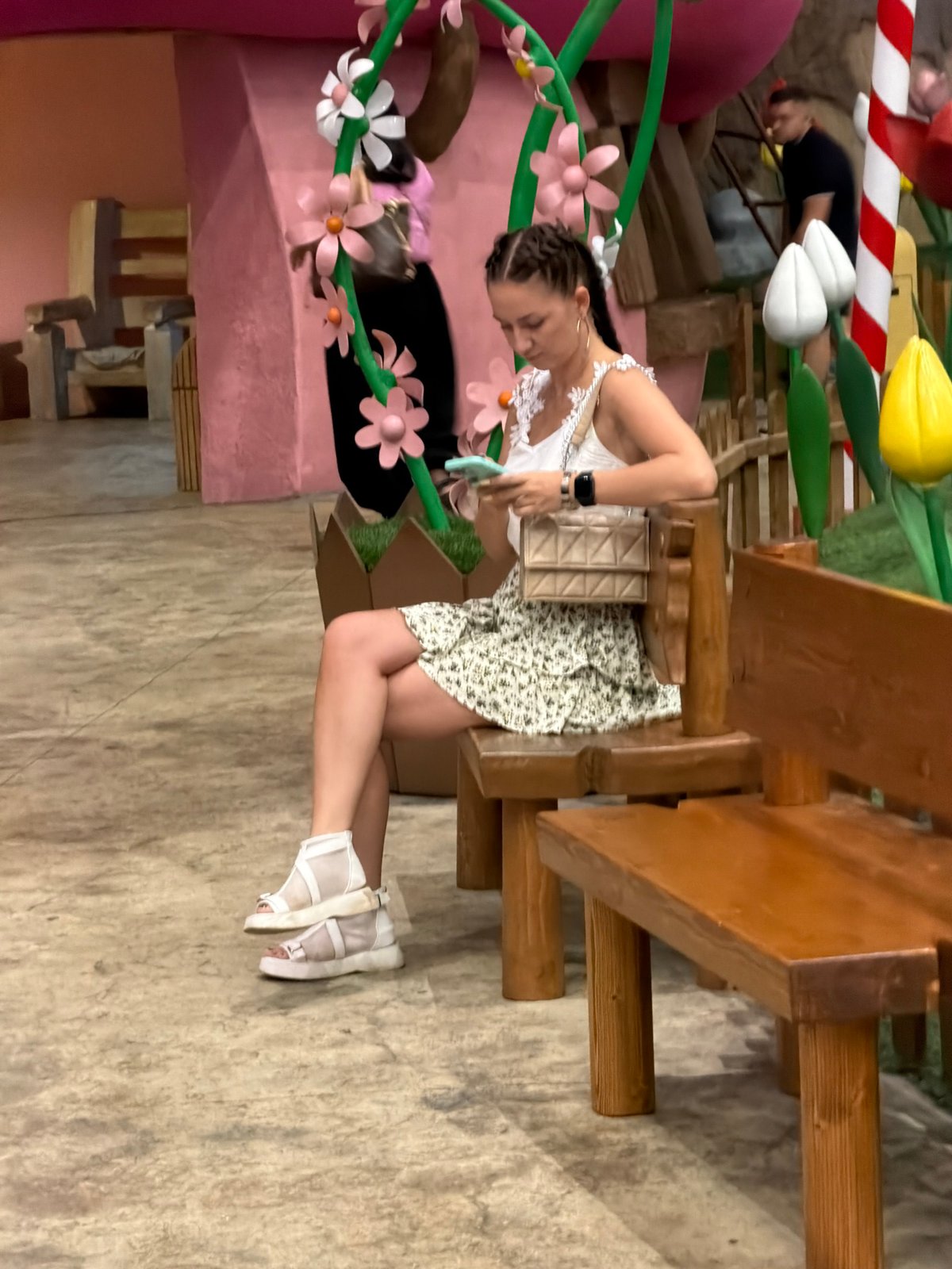 Afternoon at a sprawling indoor theme park with Smurfs and winter zones