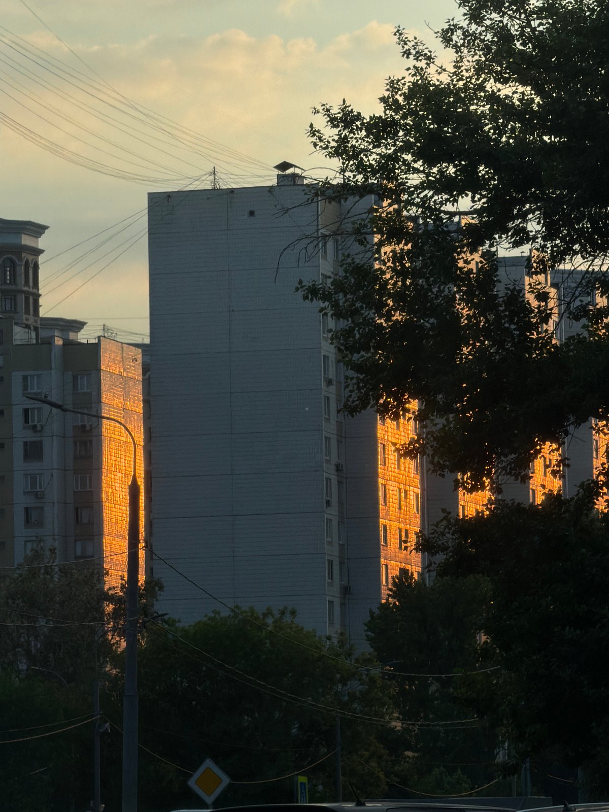 Moscow residential area observed during evening hours