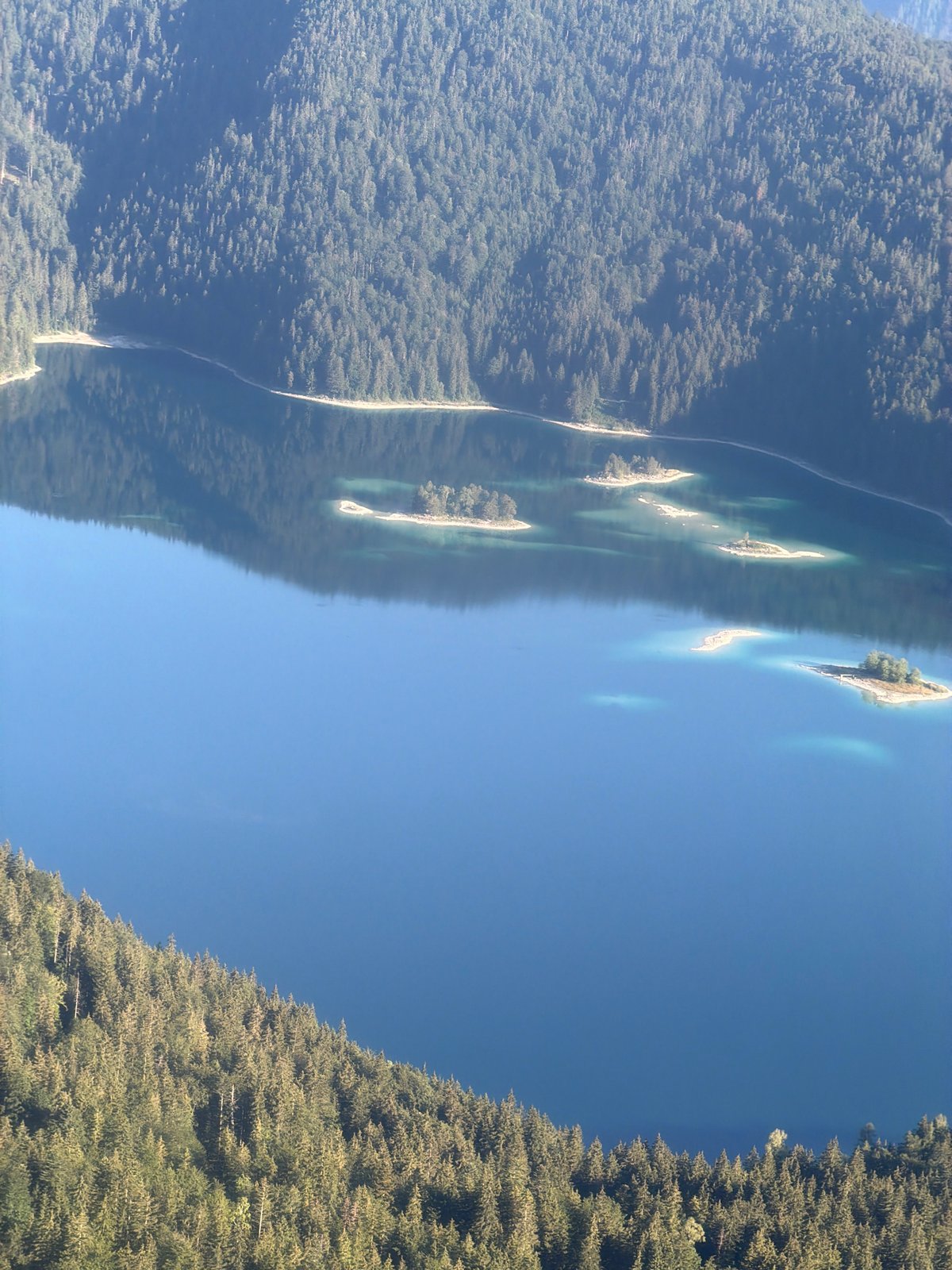 Eibsee from above, Grainau's alpine lake in full view
