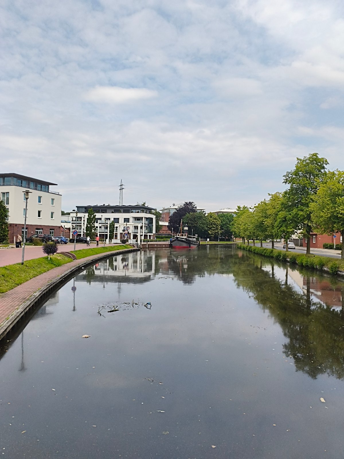 One of Papenburg's historic canals on a summer morning
