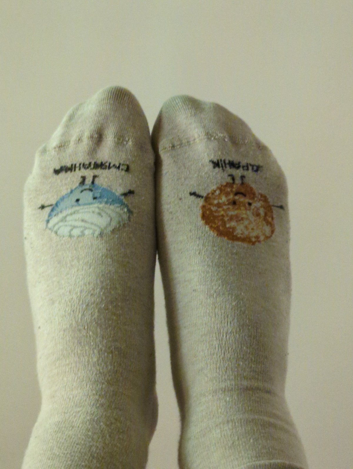 Cartoon-decorated socks spotted in Minsk, Belarus