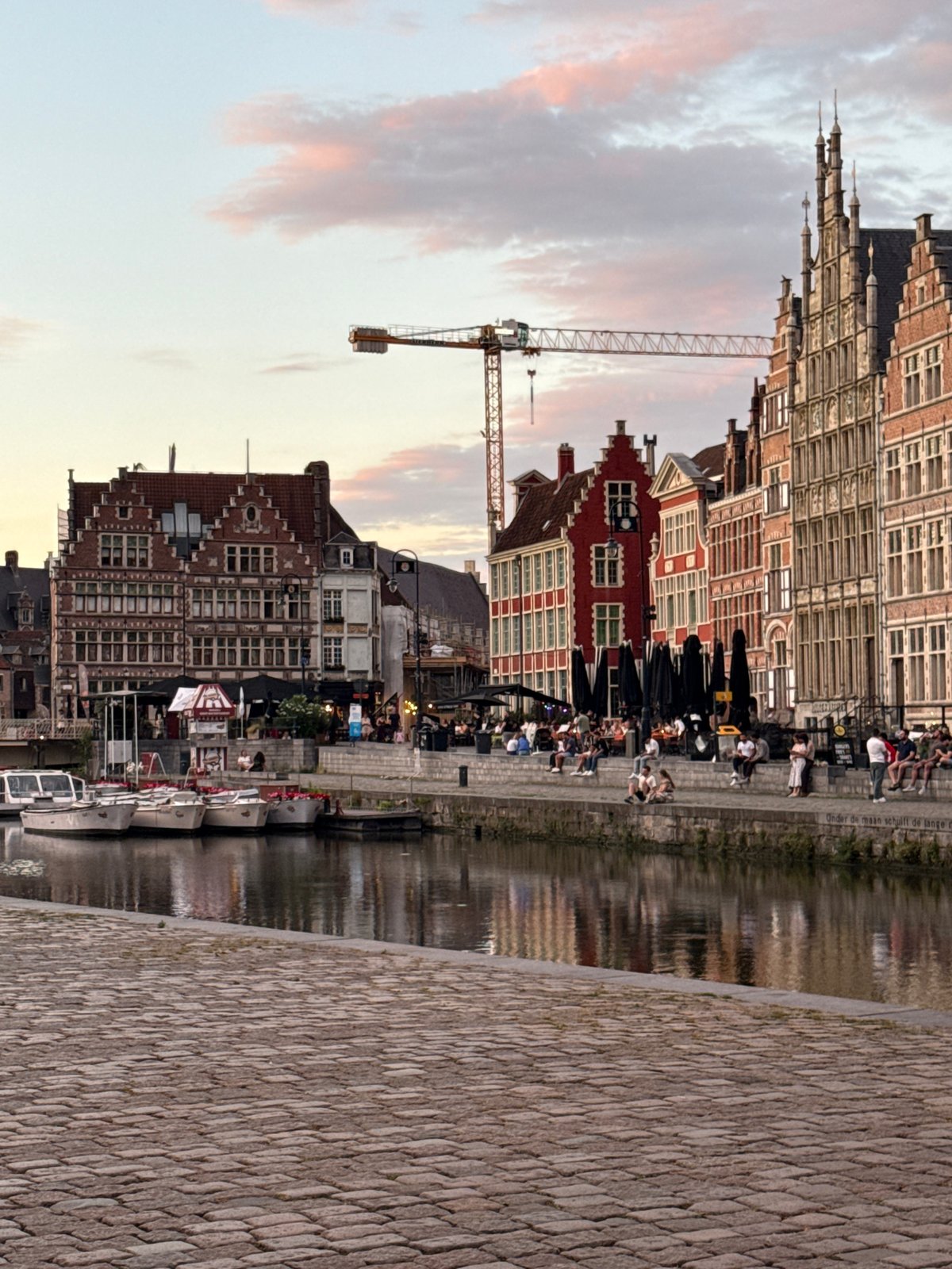 Twilight along Ghent's historic canal quay