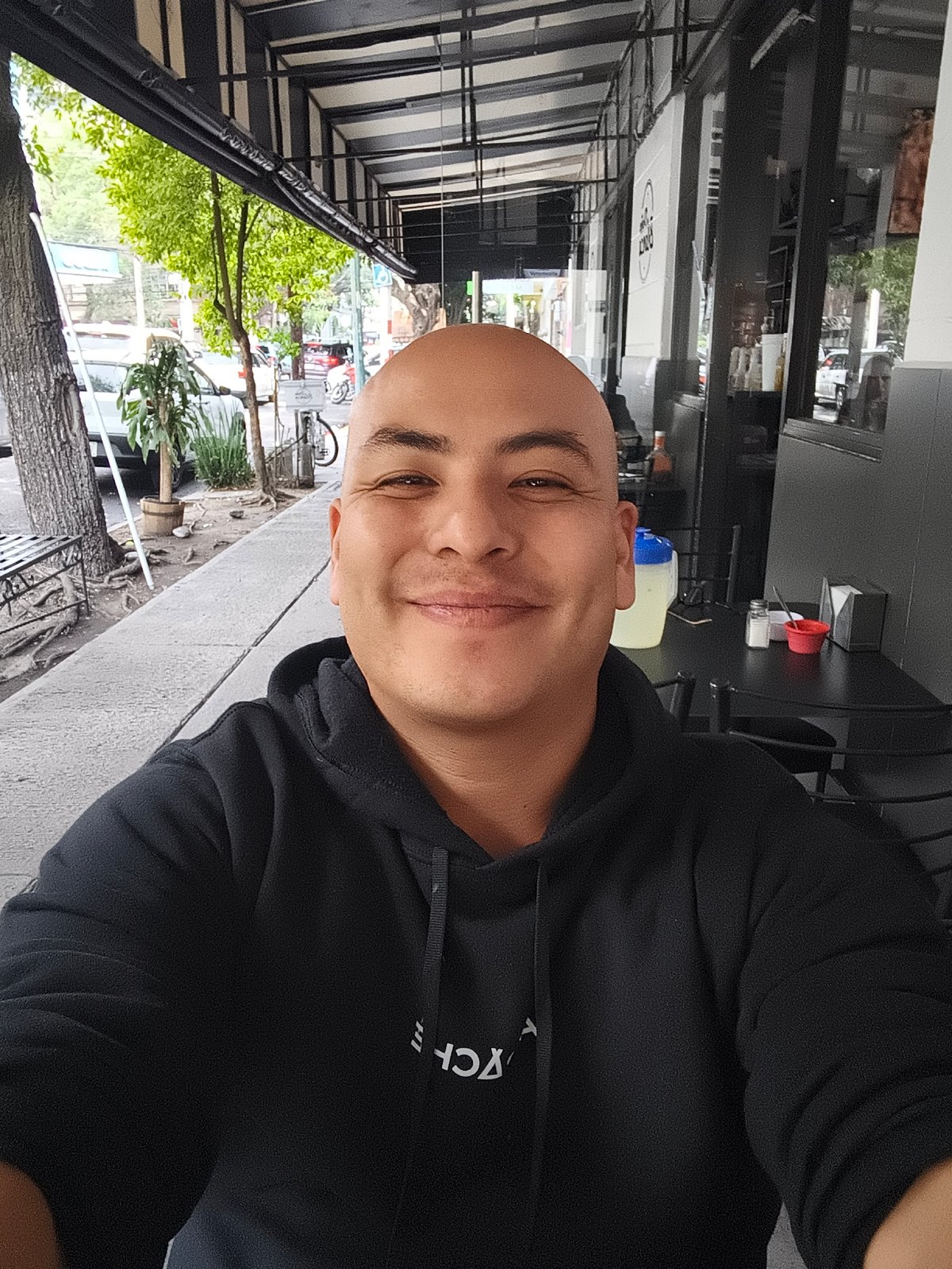 Man dines alone at outdoor Mexico City restaurant