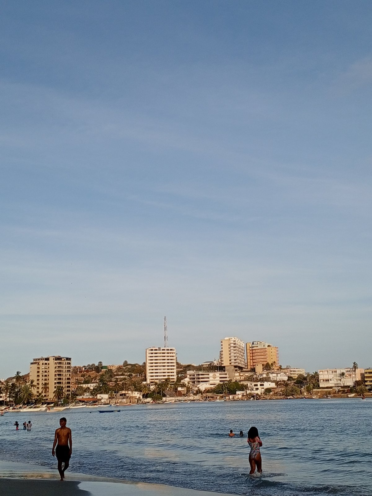 Evening beach activity observed in Pampatar, Venezuela