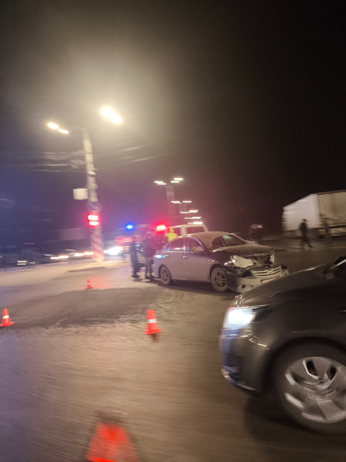 Two-car accident reported in Izhevsk with traffic cones deployed