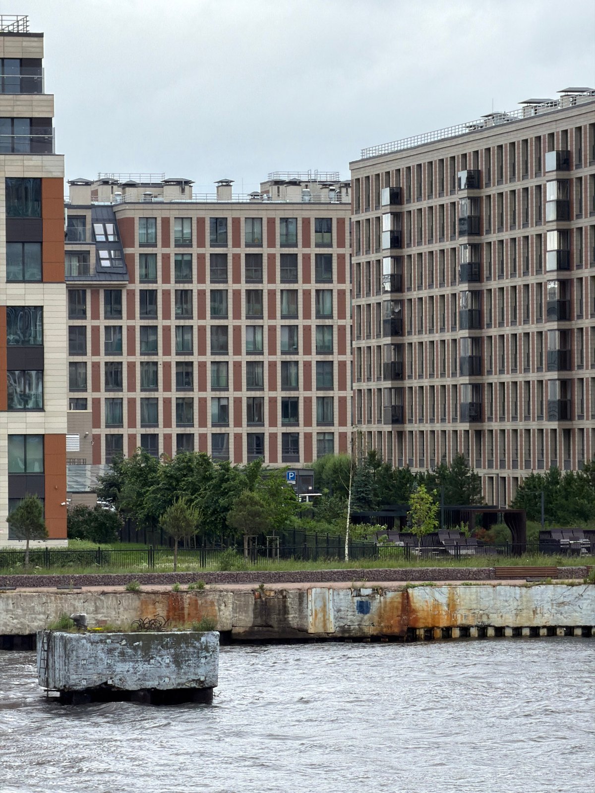 Saint Petersburg's western waterfront on a grey June morning