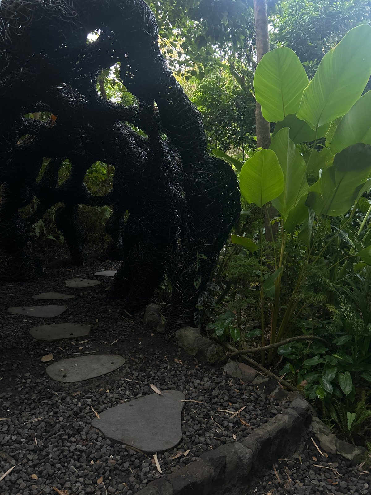 Art installations and wellness rituals at a garden space in Kediri