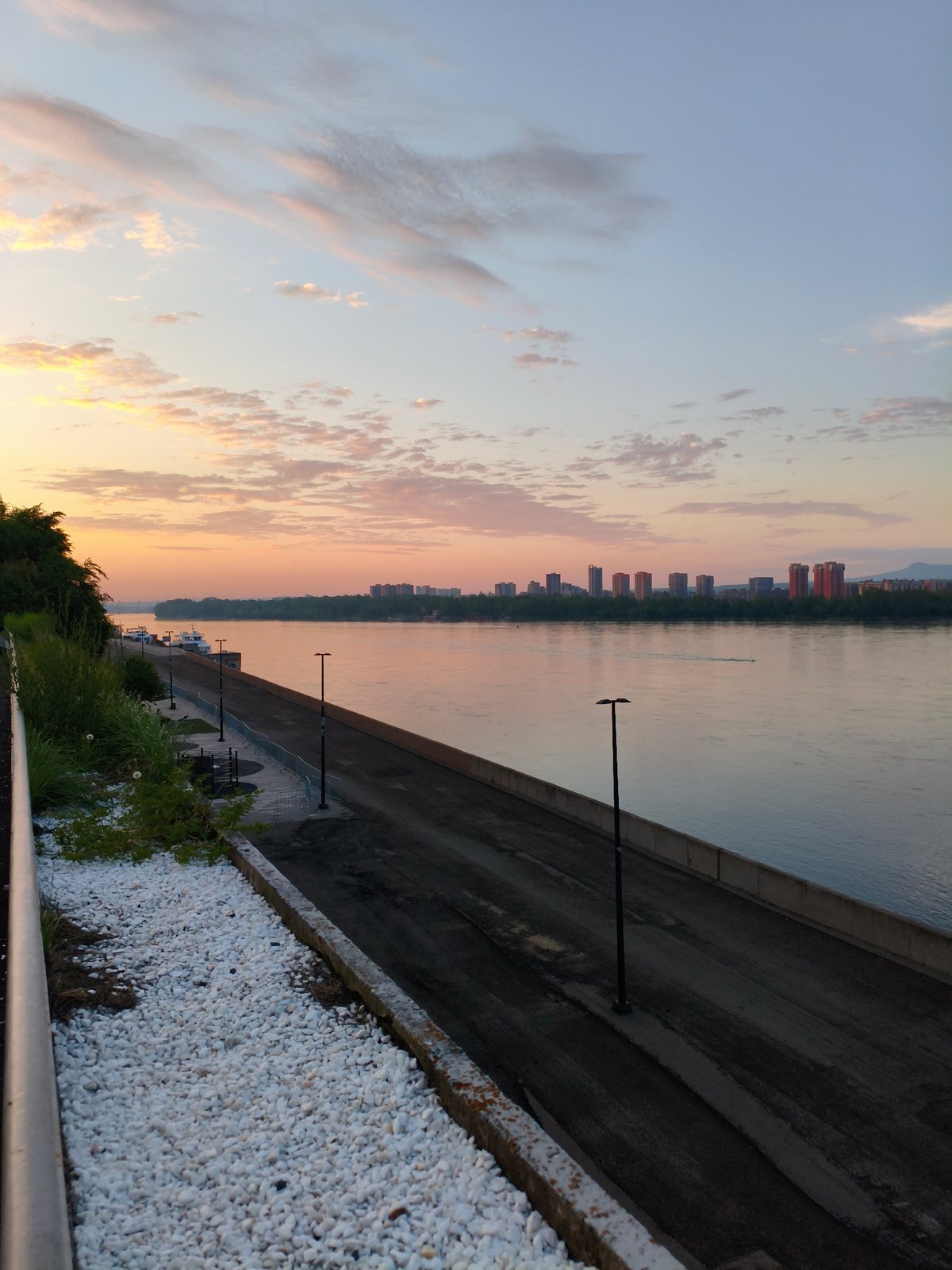 Dusk along the Yenisei: Krasnoyarsk's riverfront and landmarks