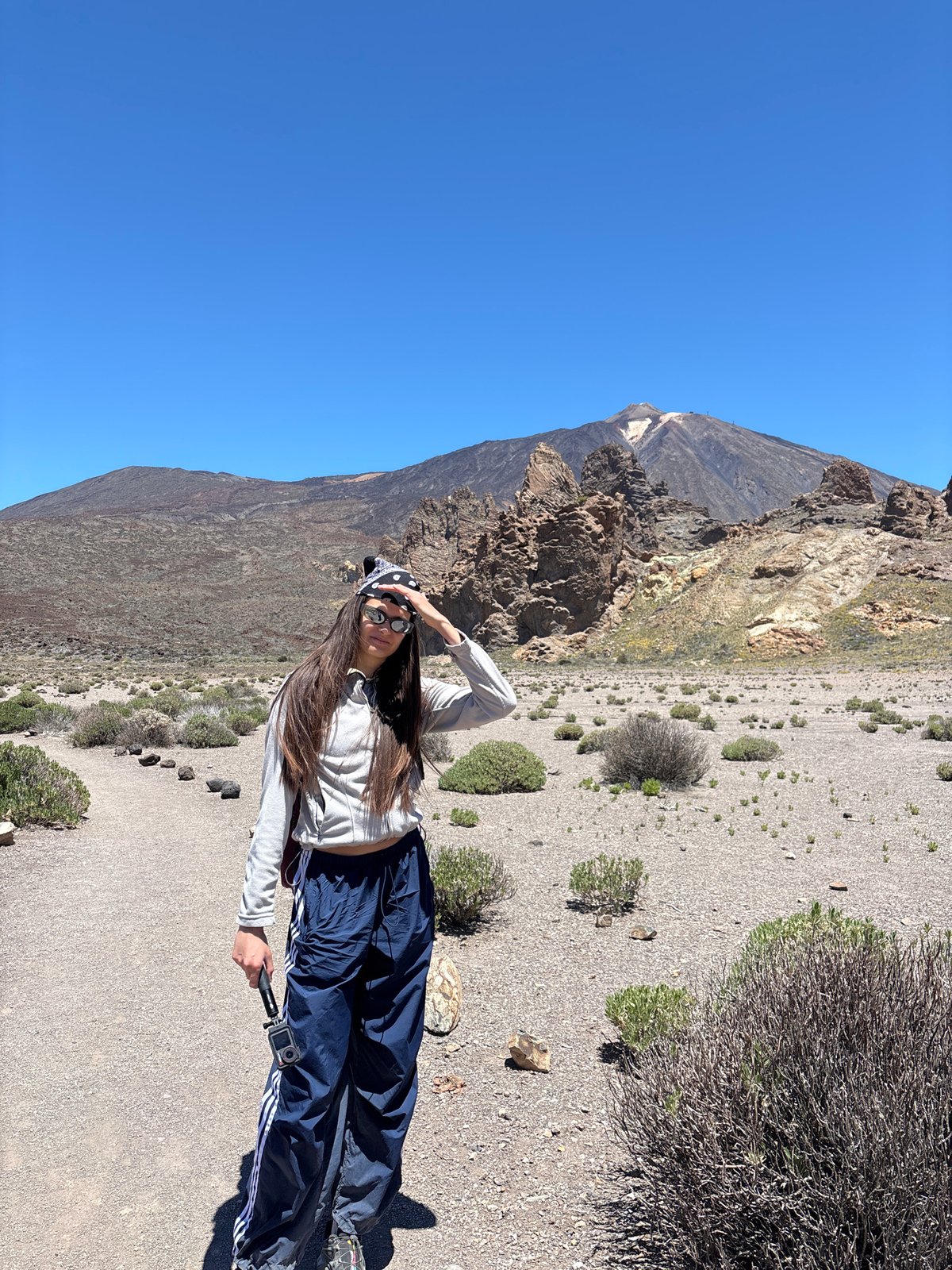 Hiker spotted in volcanic terrain near La Orotava, Spain