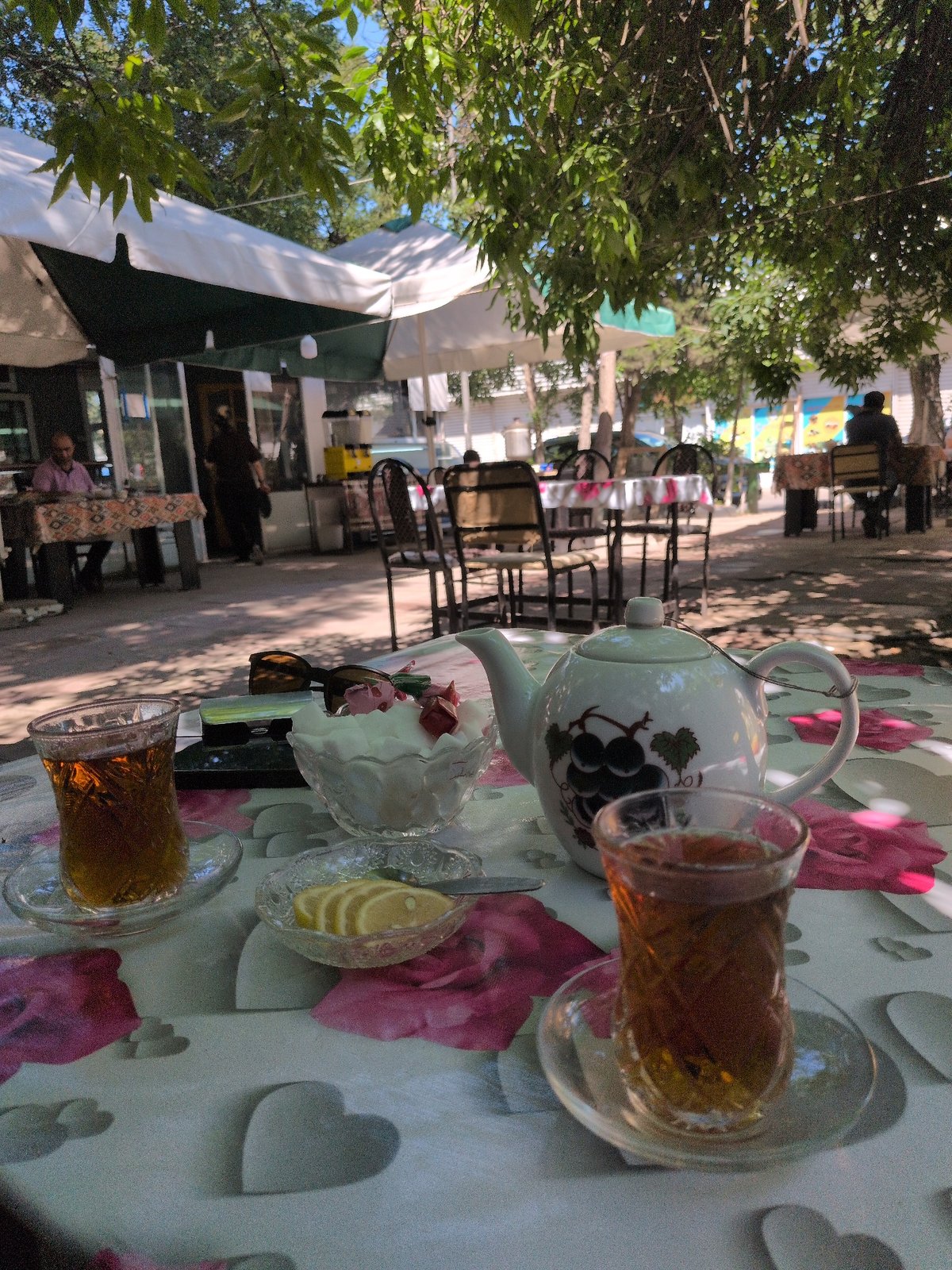 Morning market in Baku, packed with summer produce and food stalls