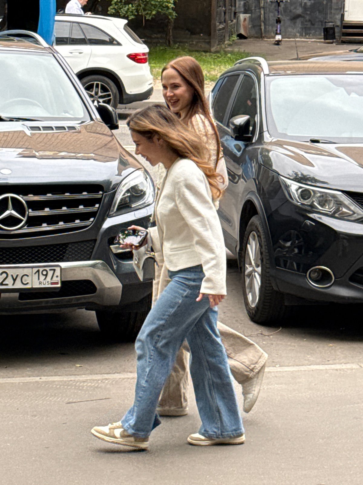 Two women spotted in urban Moscow setting