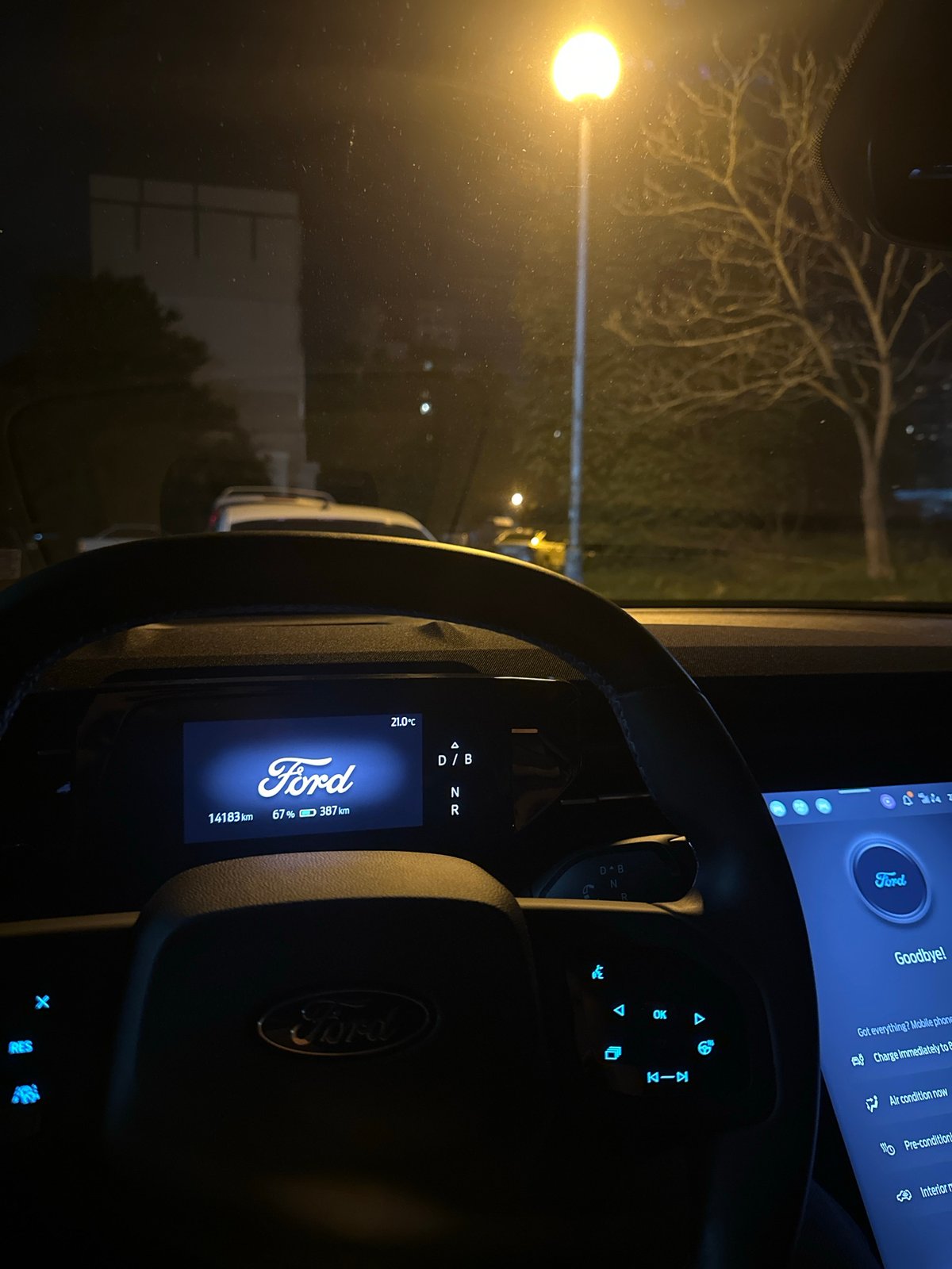 Nighttime driving perspective captured in Sofia electric vehicle