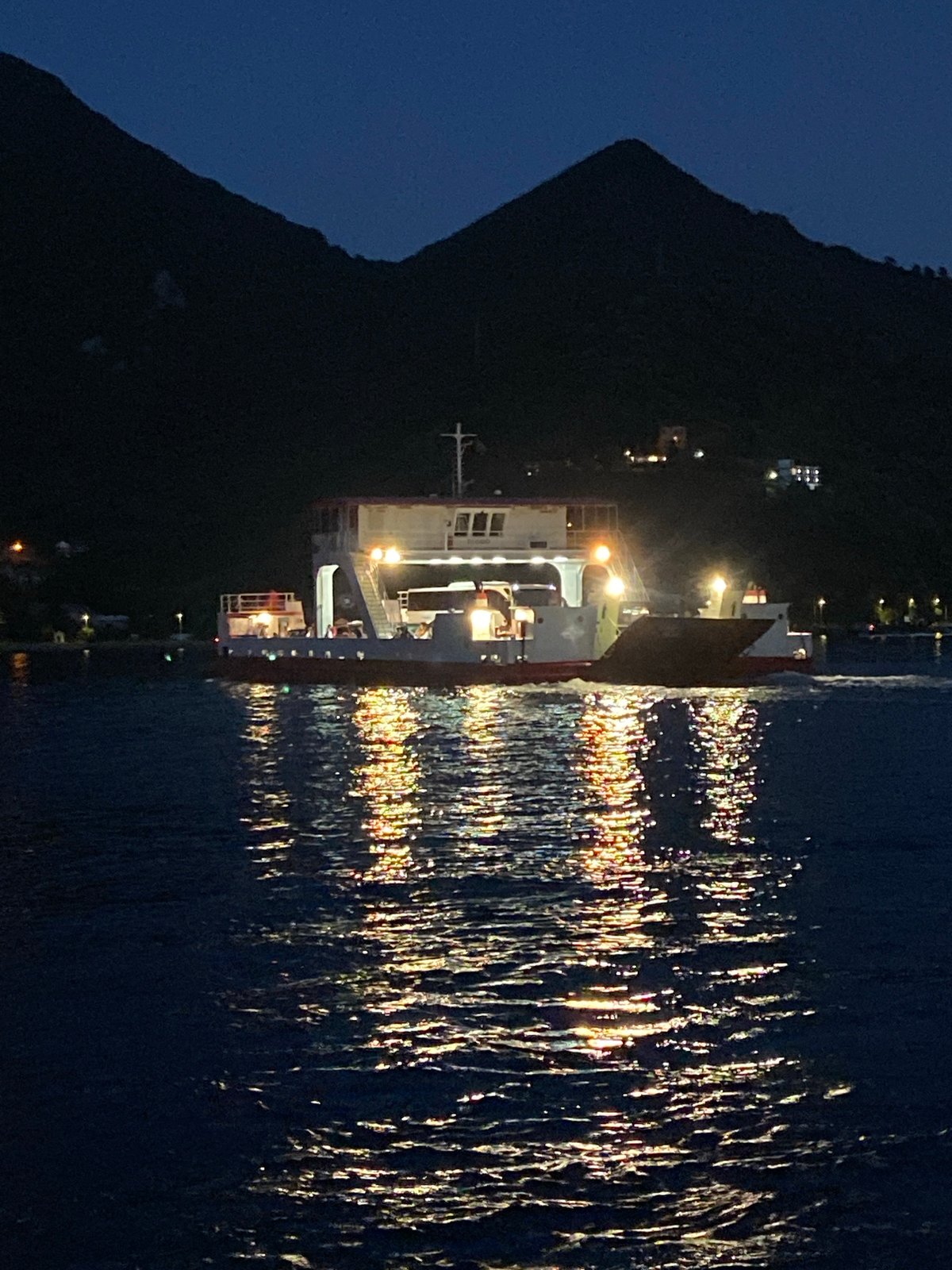 Evening ferry crossings on the Bay of Kotor, Montenegro