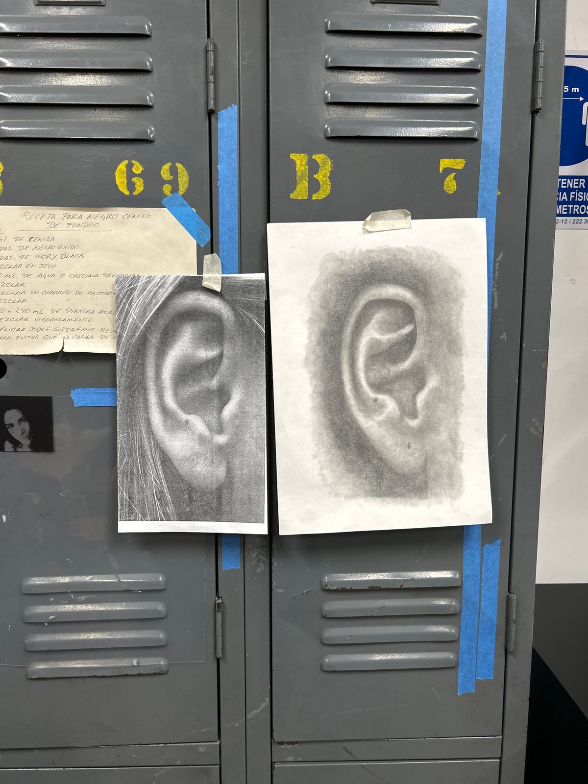 Art student practices ear drawings in Cholula studio