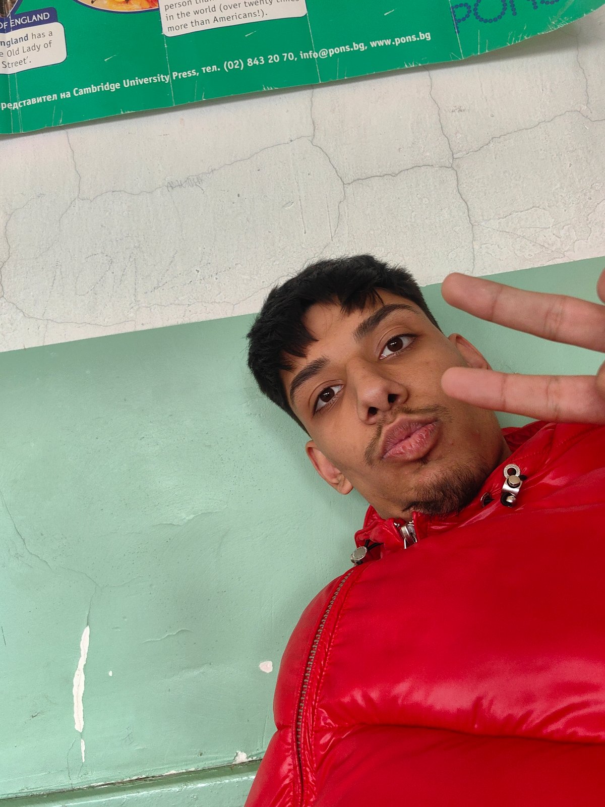 Student takes selfies during classroom session in Sofia