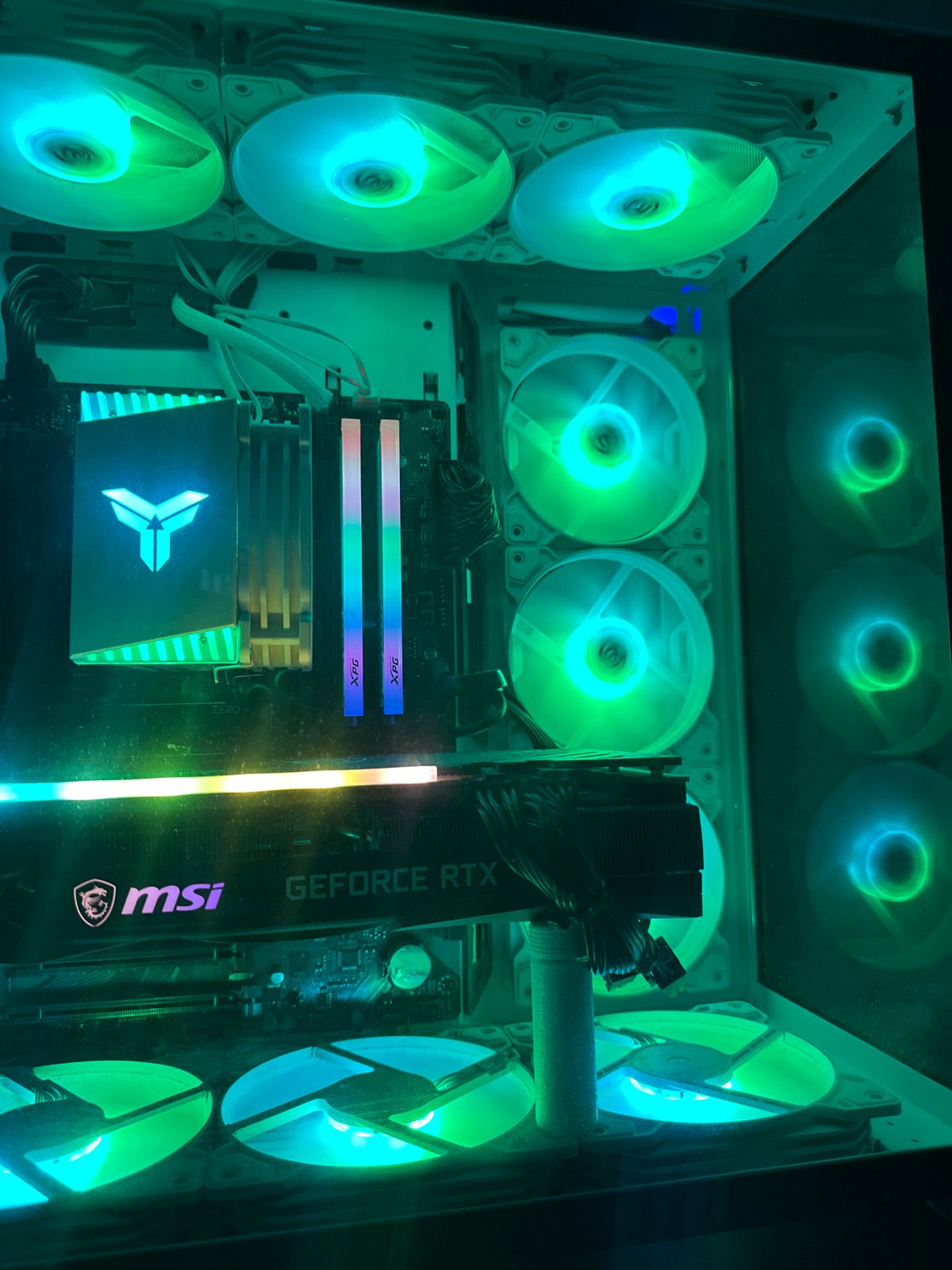 RGB gaming PC setup glowing from the inside out