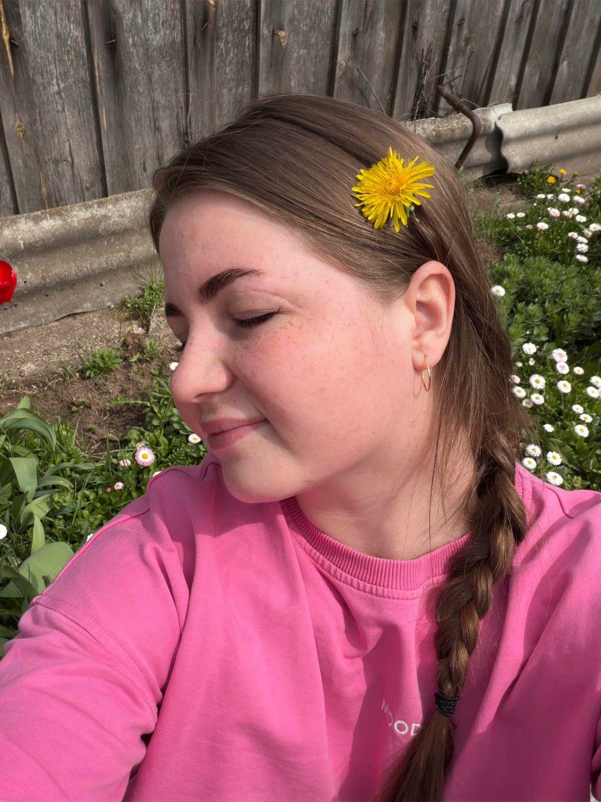 Family enjoys spring morning gardening in rural Russia