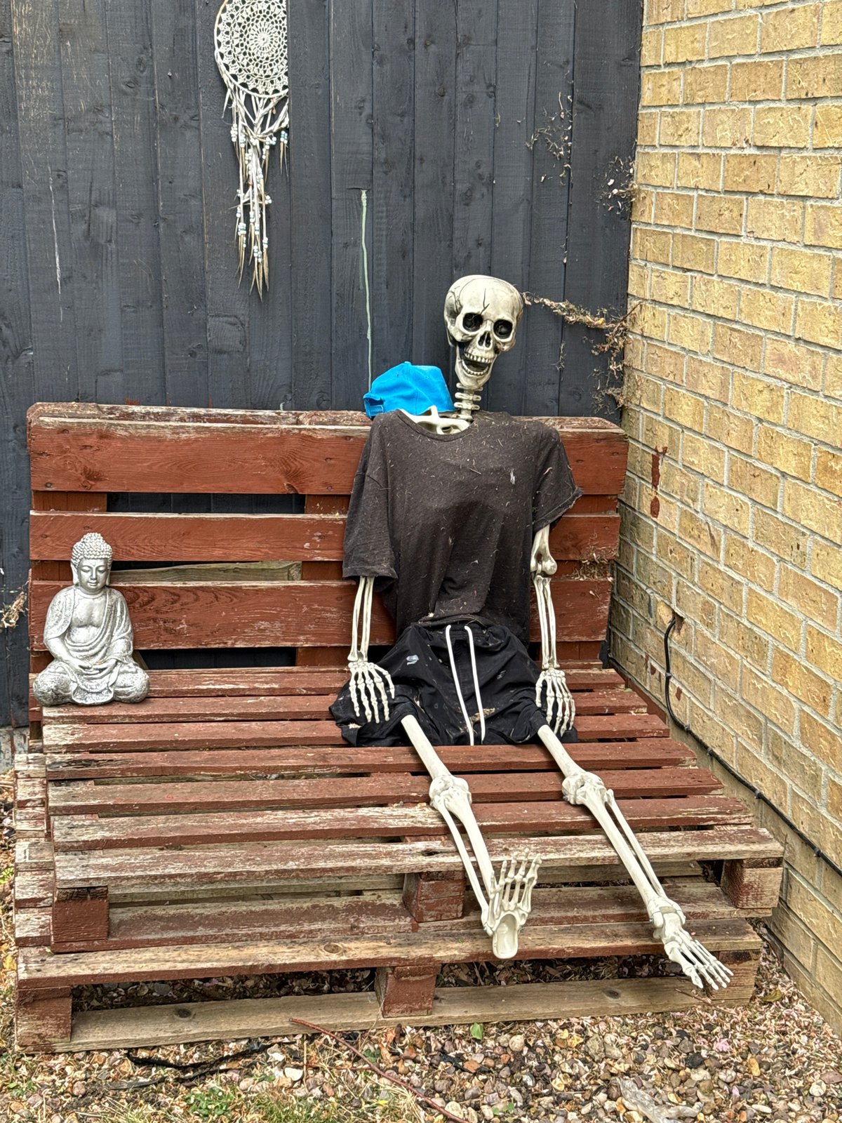 Halloween skeleton display spotted in London during spring