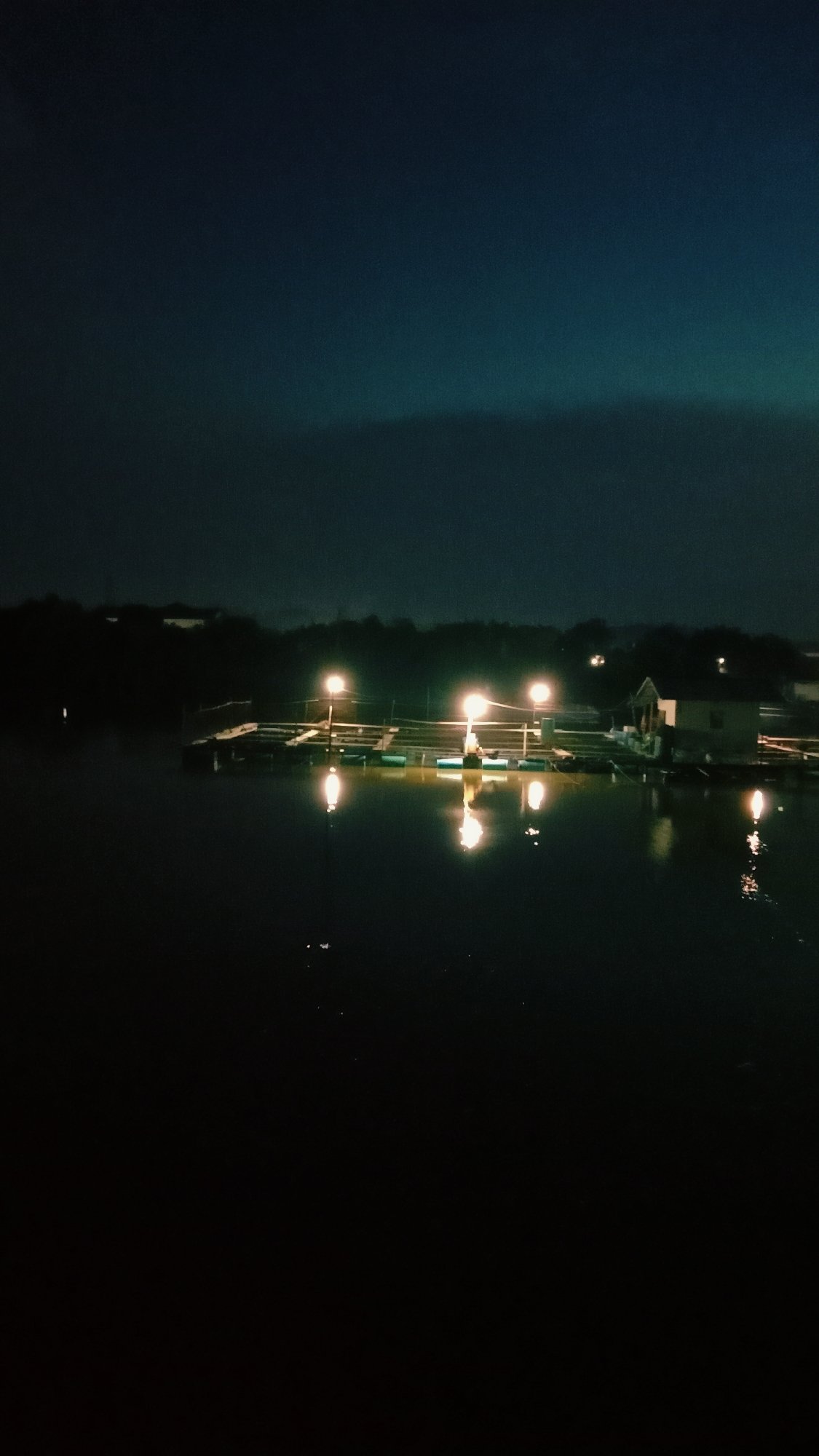 Nighttime aquaculture facility documented in Lhokseumawe, Indonesia