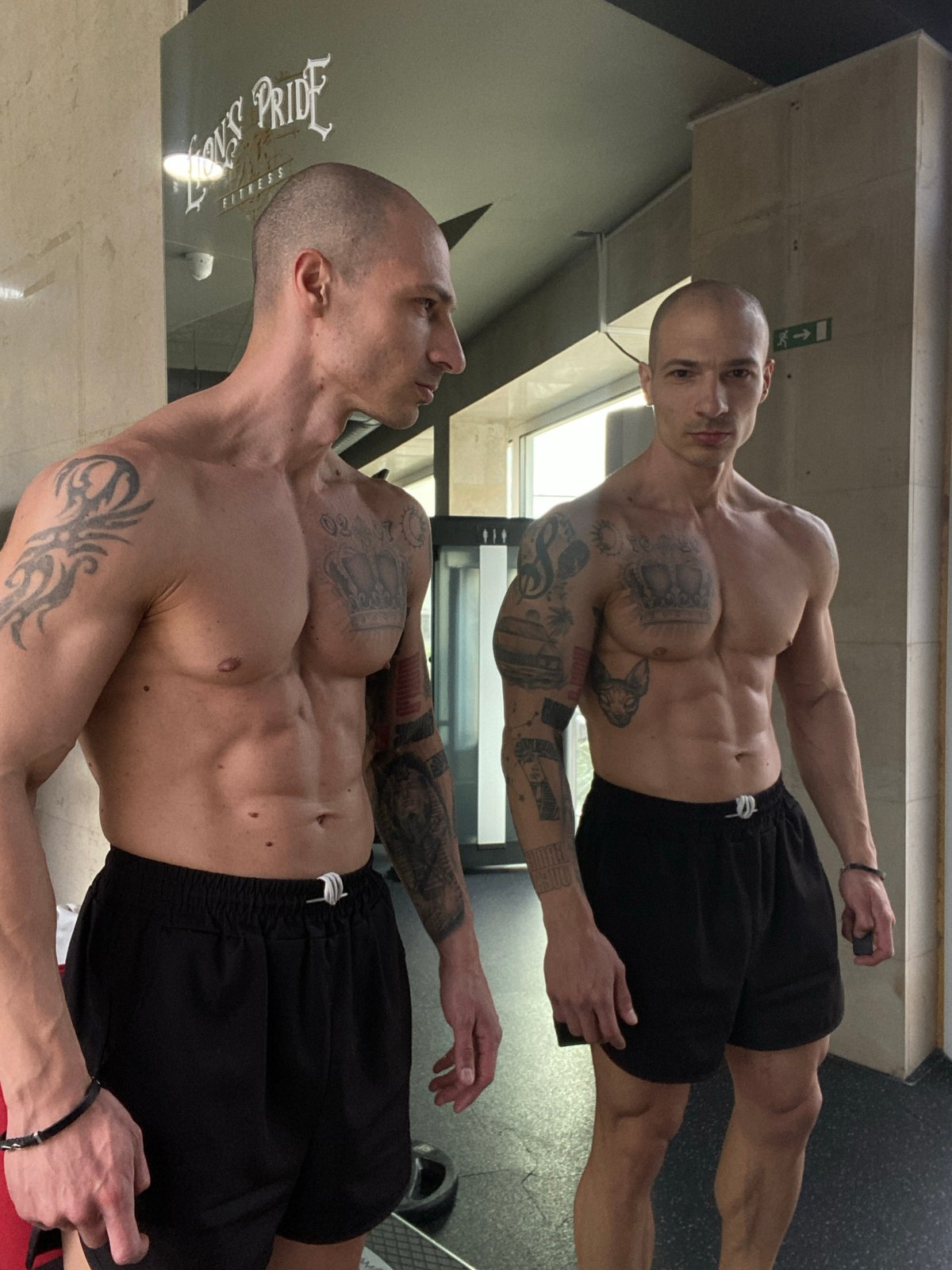 Man exercises with weights at Pleven gym Sunday afternoon