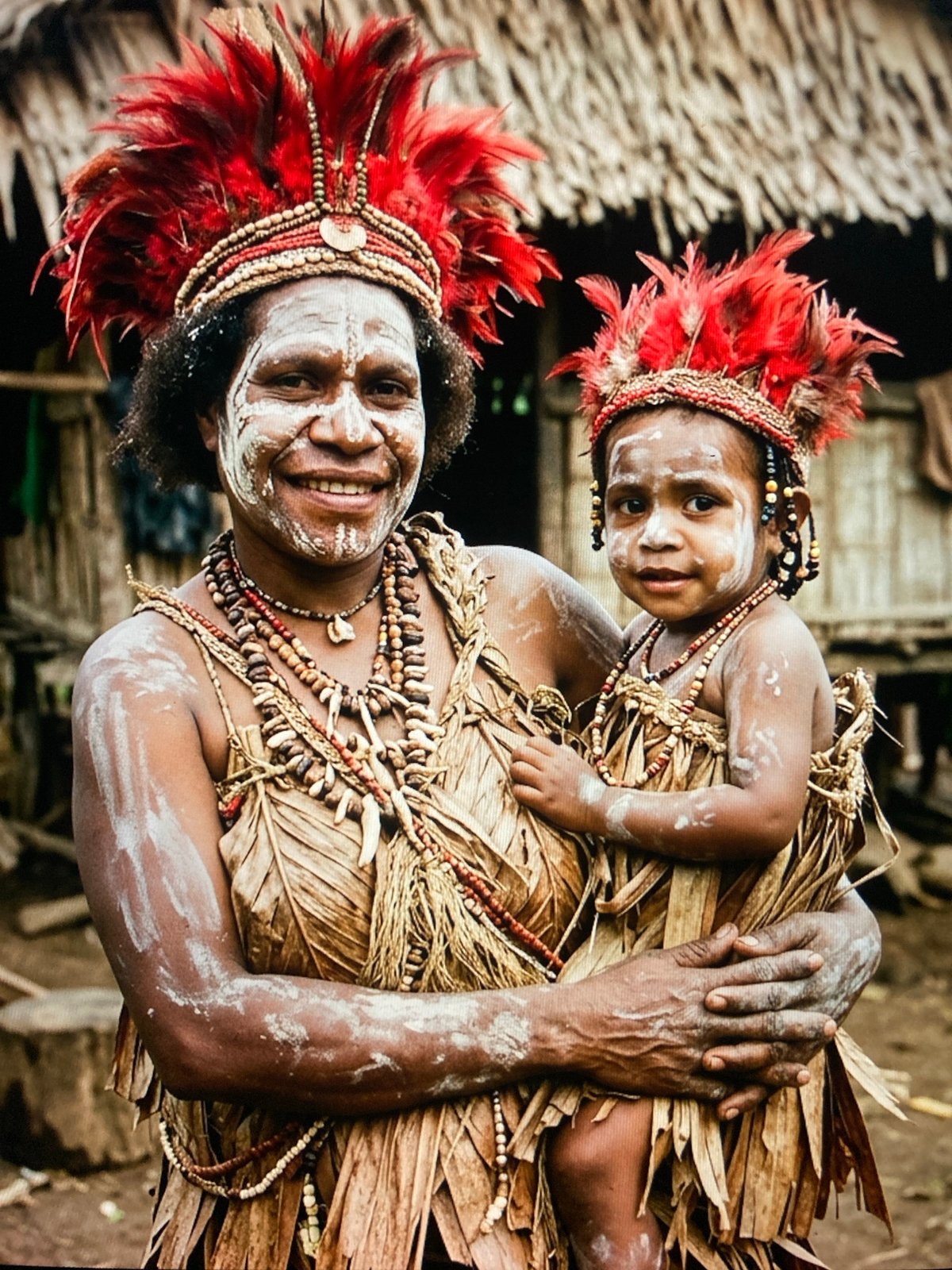 Traditional Papua New Guinean attire photographed in Nigeria