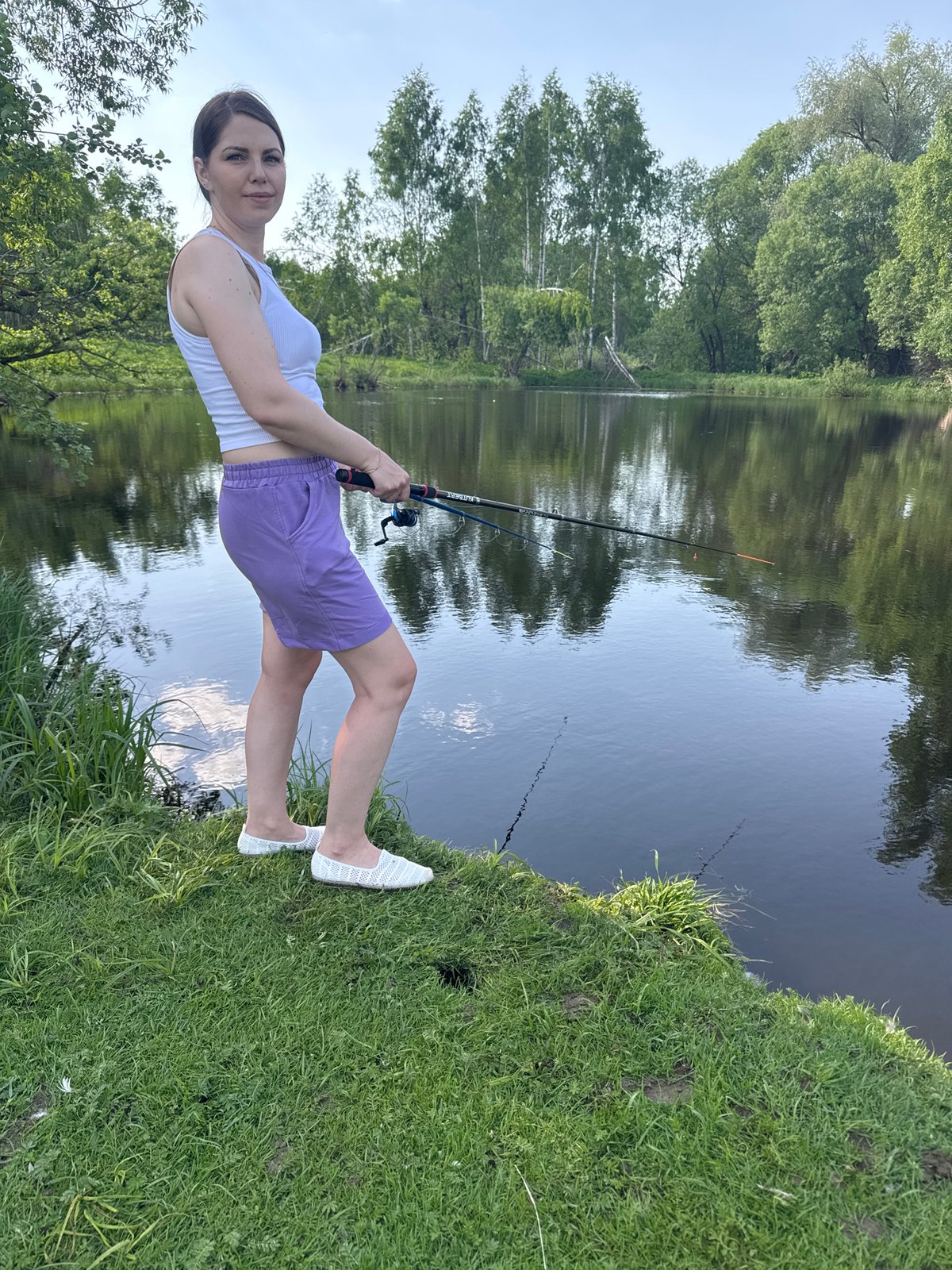 Mother and son enjoy afternoon fishing trip in Slobodka