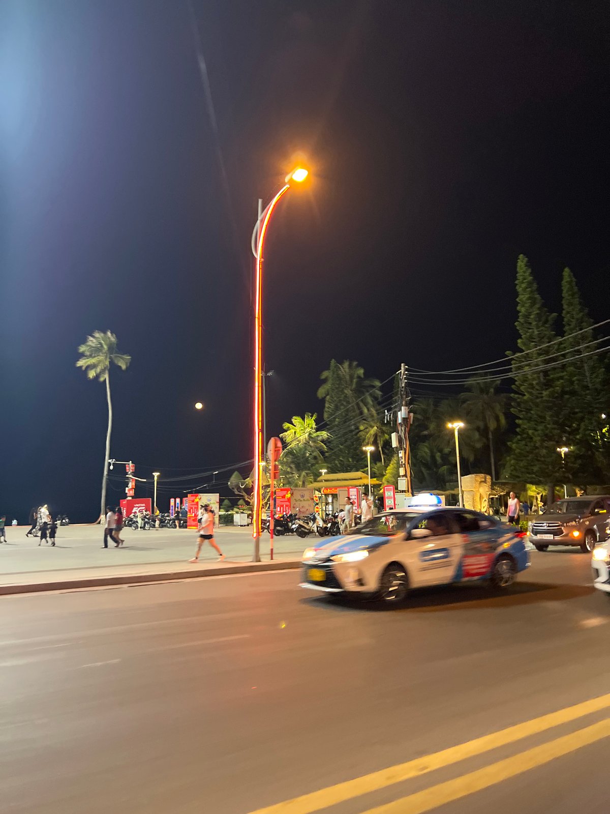 Nighttime street activity documented in Nha Trang, Vietnam