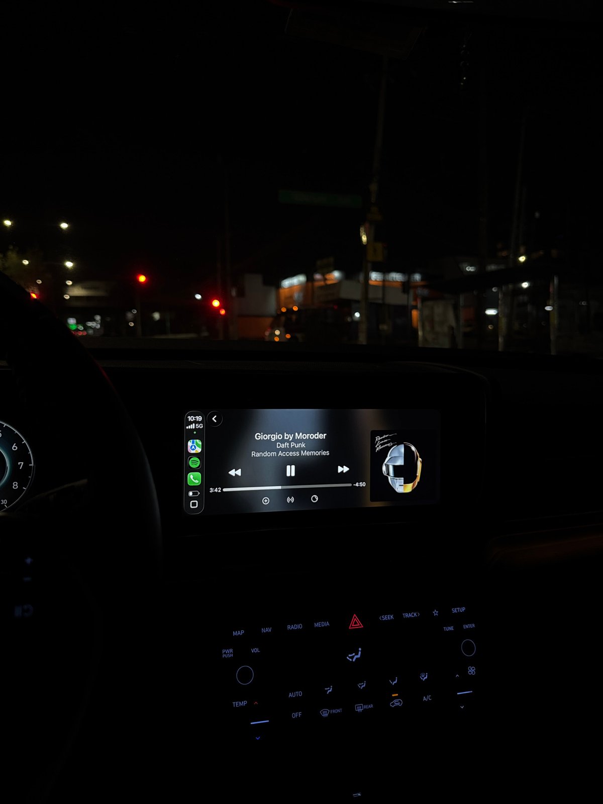 Nighttime car interior documented in Puebla, Mexico