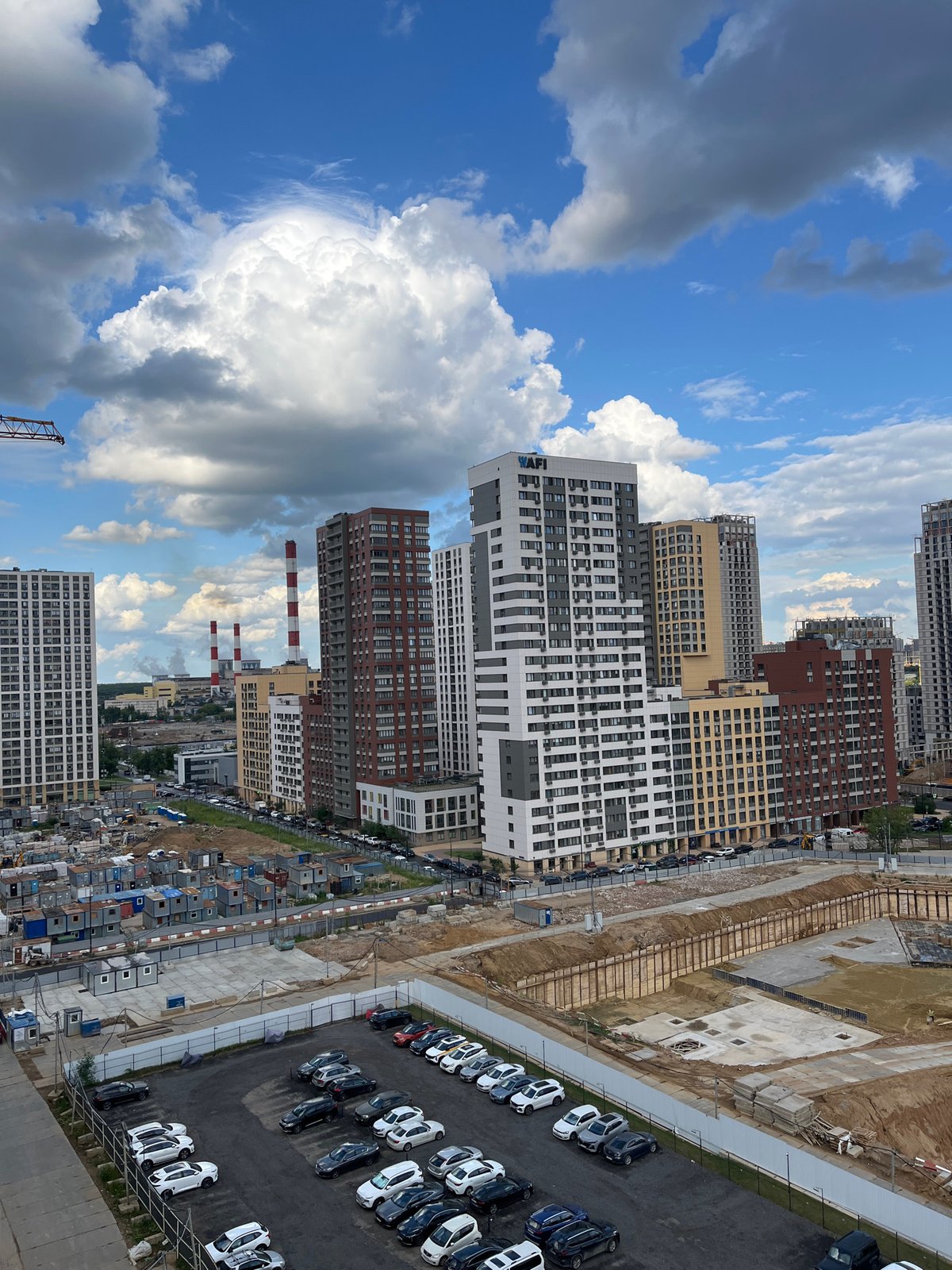 Active high-rise construction site in Korolyov, Russia