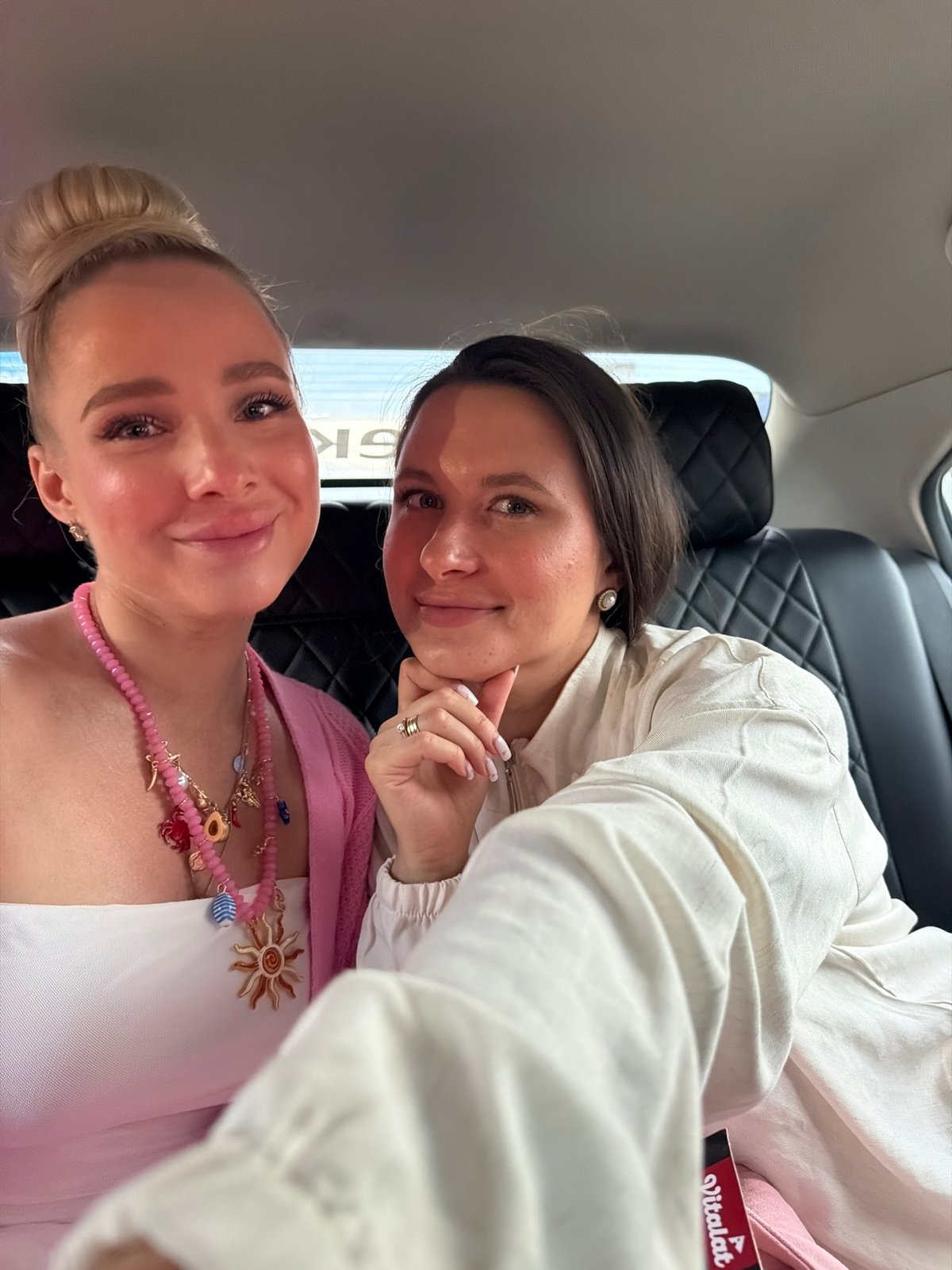 Backseat selfie session in a car near Odintsovo, Russia